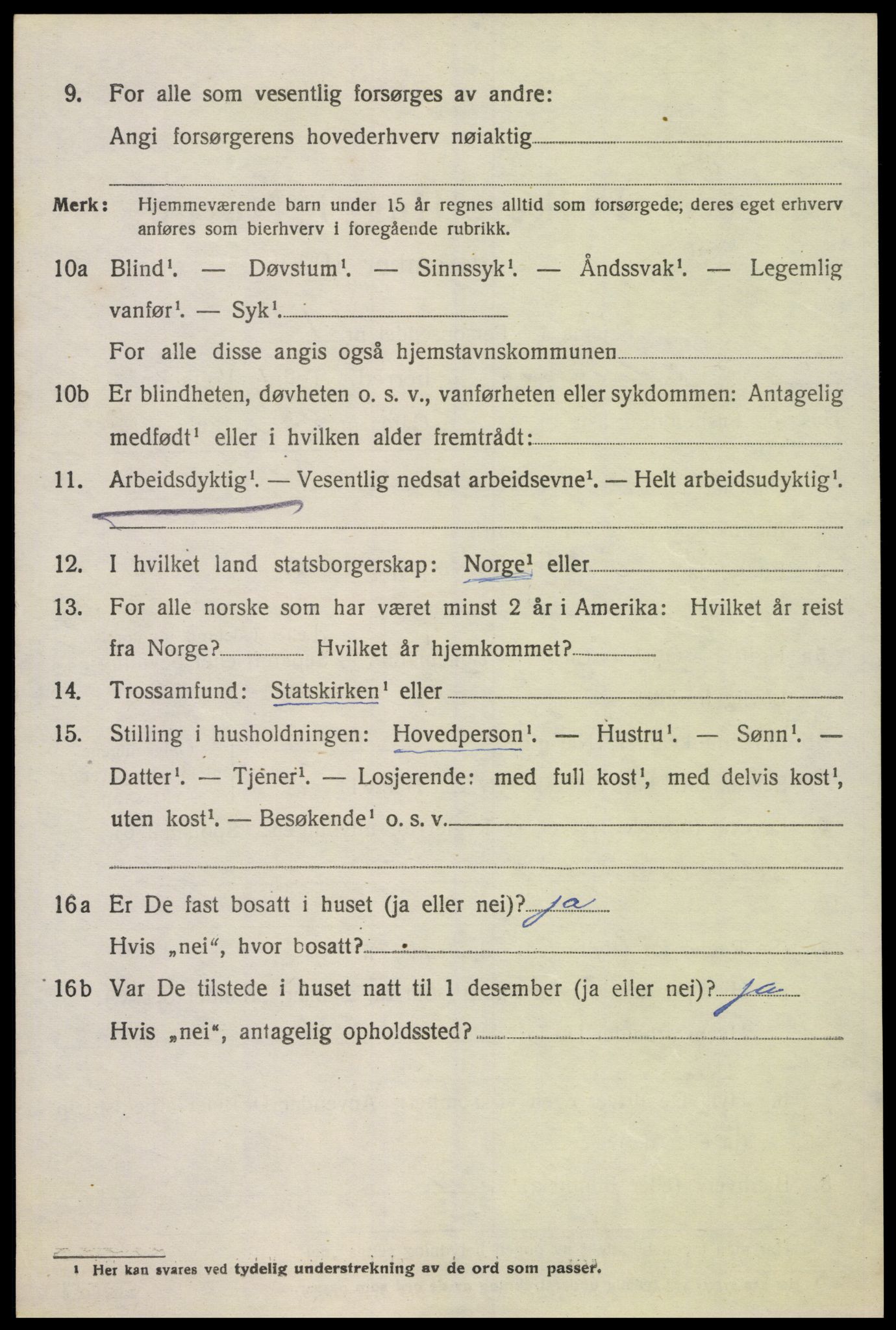 SAK, 1920 census for Oddernes, 1920, p. 11054