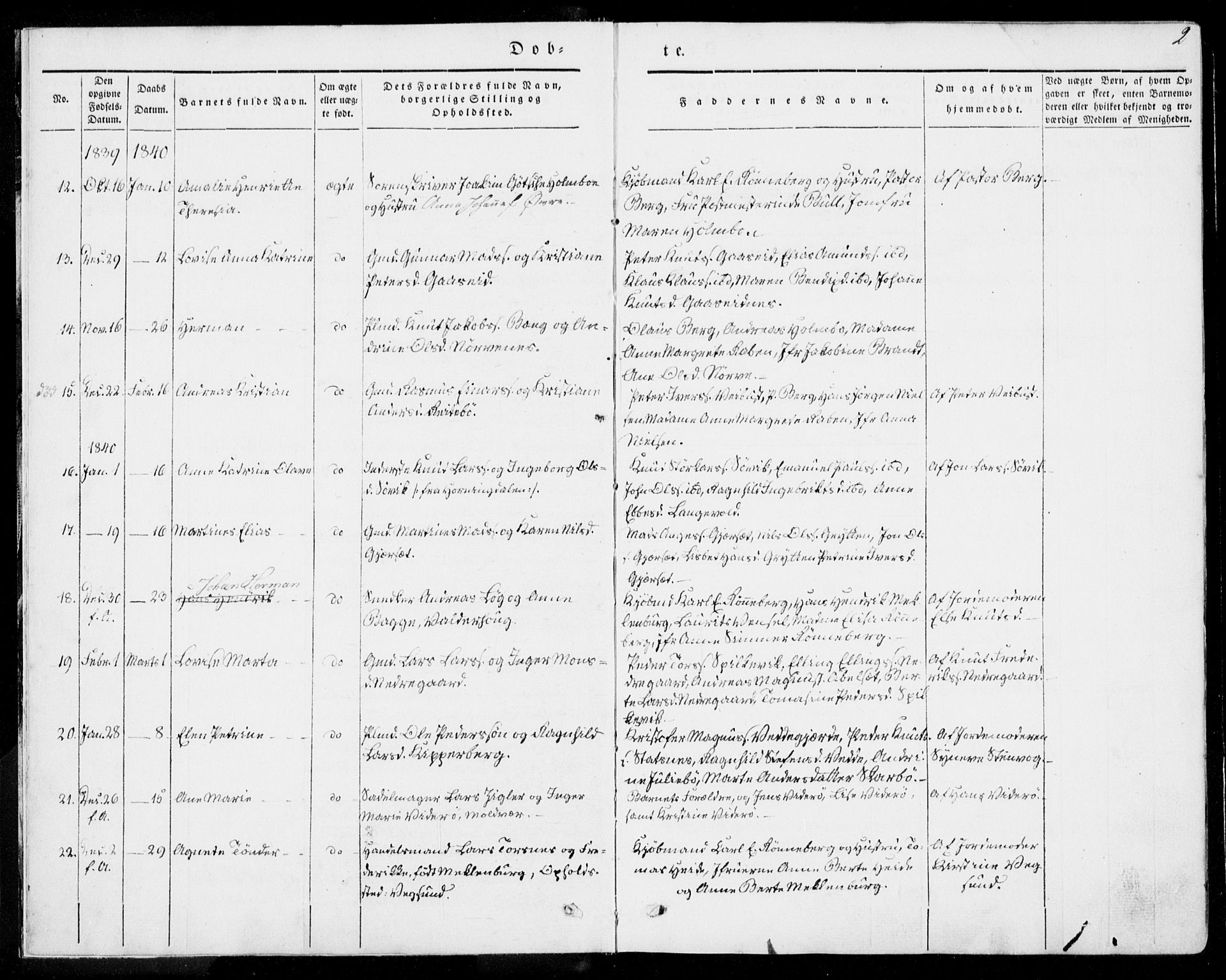 Ministerialprotokoller, klokkerbøker og fødselsregistre - Møre og Romsdal, SAT/A-1454/528/L0396: Parish register (official) no. 528A07, 1839-1847, p. 2