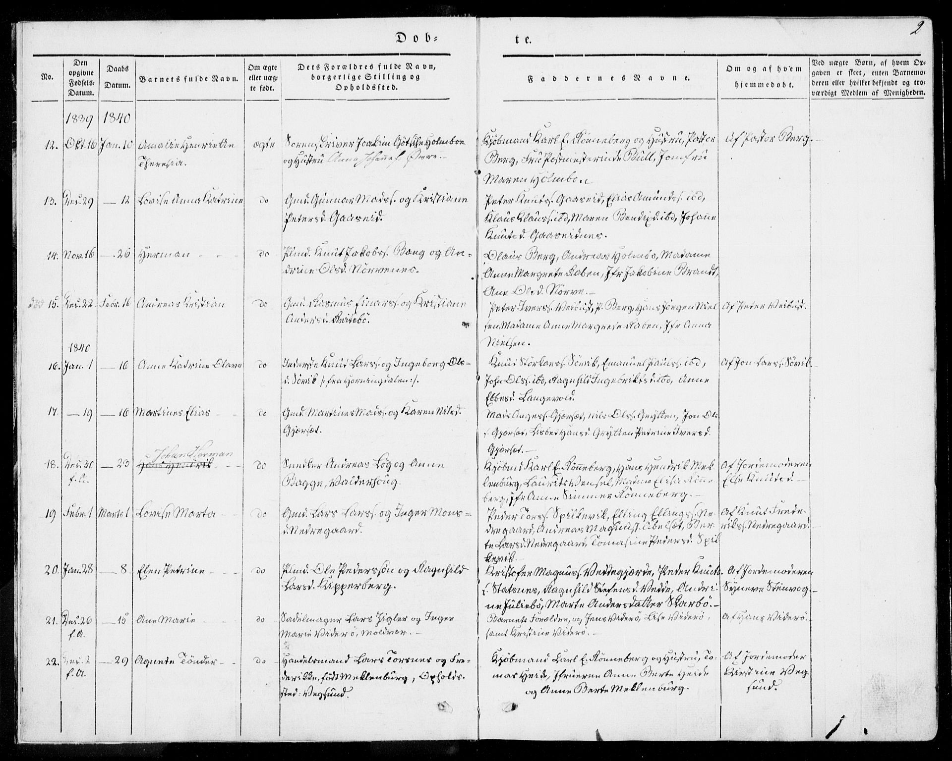 Ministerialprotokoller, klokkerbøker og fødselsregistre - Møre og Romsdal, AV/SAT-A-1454/528/L0396: Parish register (official) no. 528A07, 1839-1847, p. 2