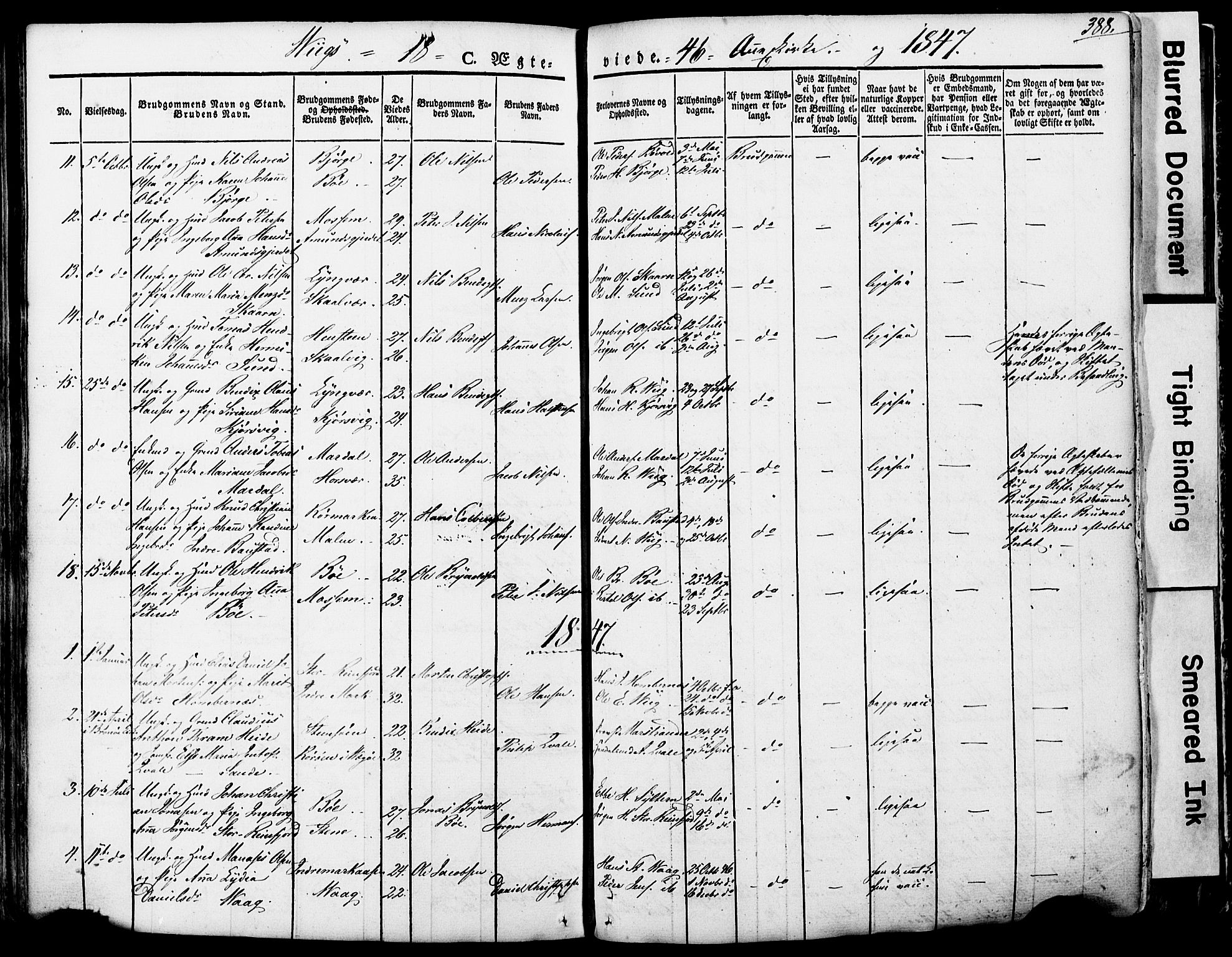 Ministerialprotokoller, klokkerbøker og fødselsregistre - Nordland, AV/SAT-A-1459/812/L0176: Parish register (official) no. 812A05, 1834-1874, p. 388