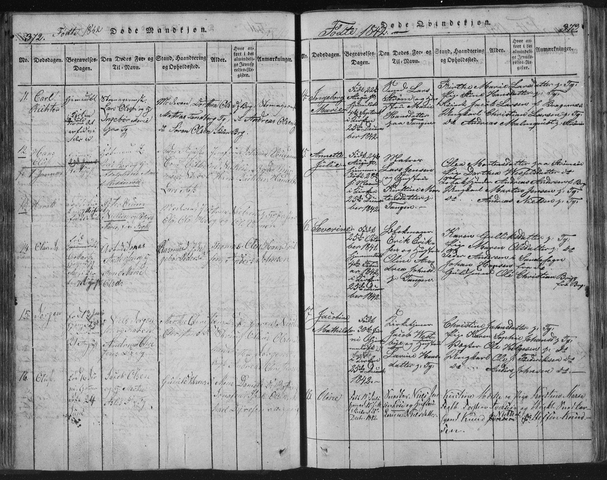 Strømsø kirkebøker, AV/SAKO-A-246/F/Fb/L0004: Parish register (official) no. II 4, 1814-1843, p. 372-373