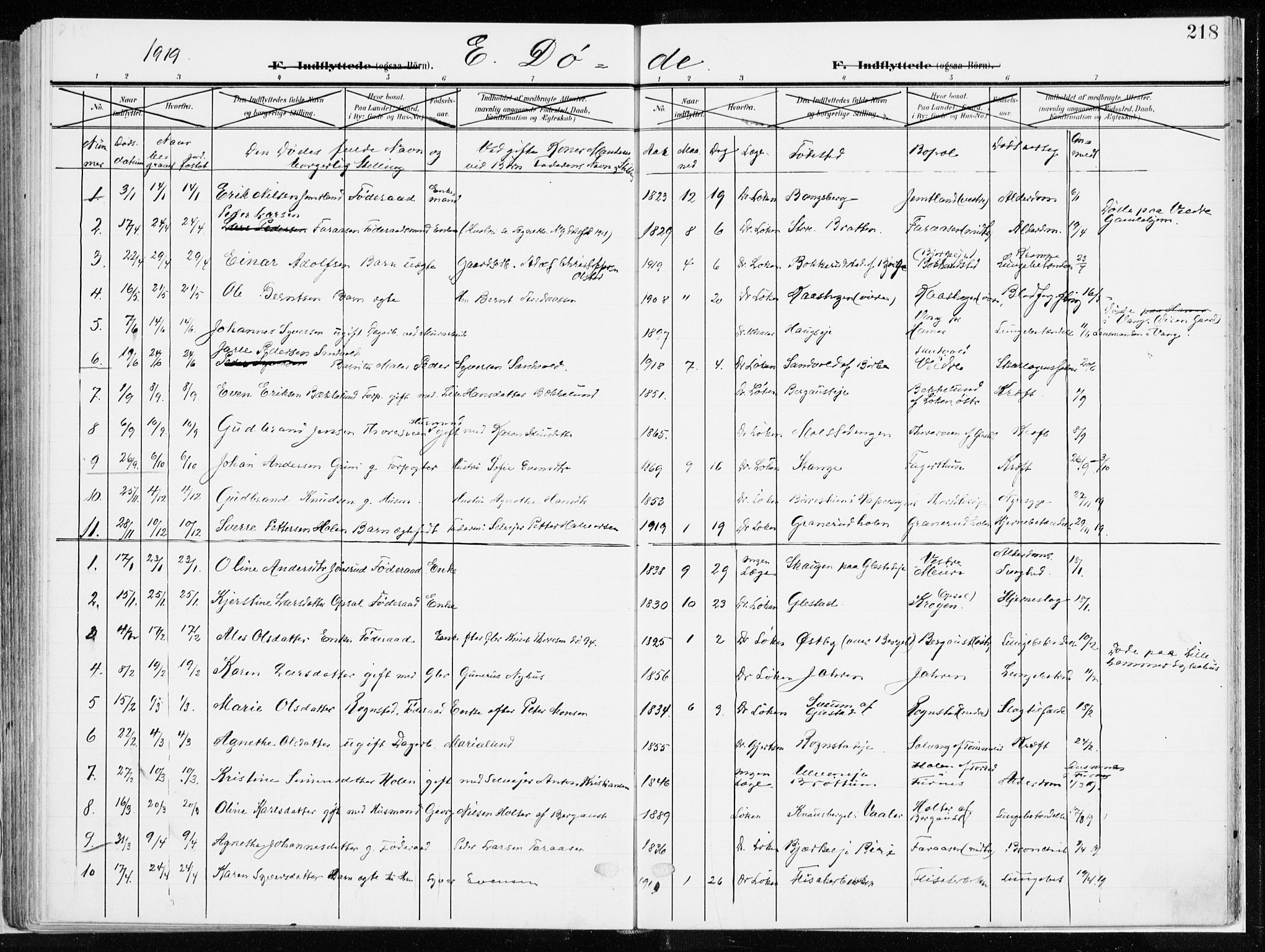 Ringsaker prestekontor, SAH/PREST-014/K/Ka/L0019: Parish register (official) no. 19, 1905-1920, p. 218