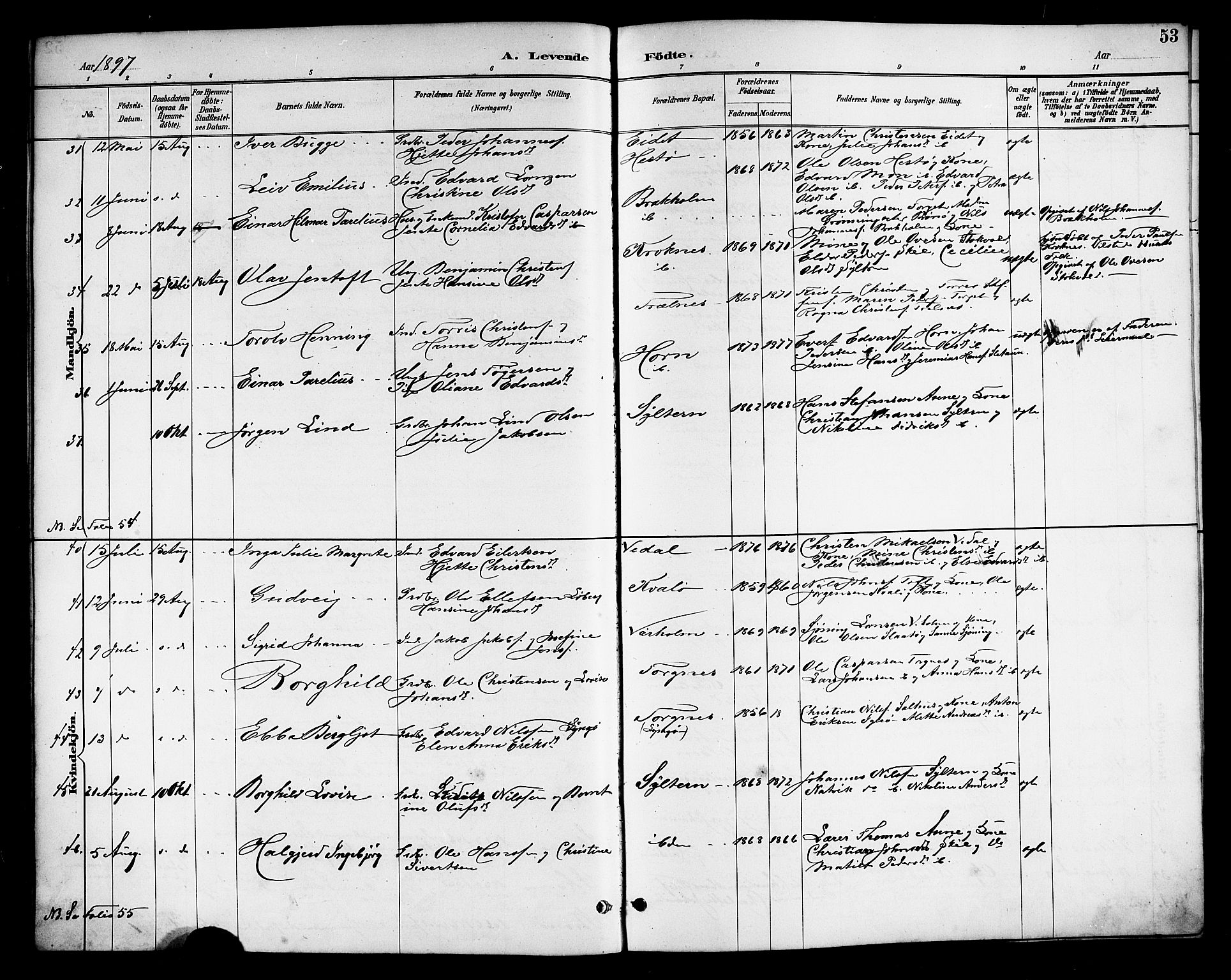 Ministerialprotokoller, klokkerbøker og fødselsregistre - Nordland, AV/SAT-A-1459/813/L0213: Parish register (copy) no. 813C05, 1887-1903, p. 53