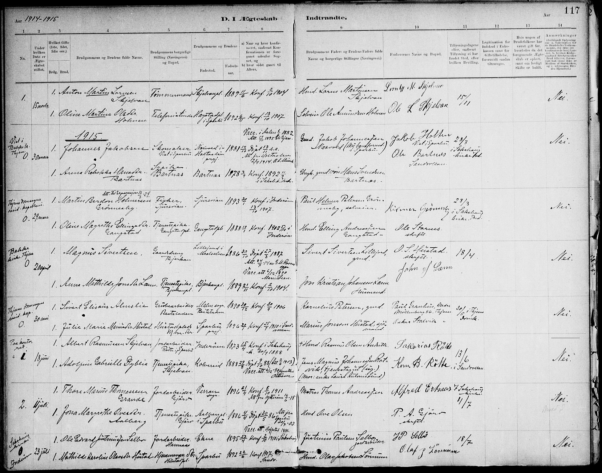 Ministerialprotokoller, klokkerbøker og fødselsregistre - Nord-Trøndelag, SAT/A-1458/732/L0316: Parish register (official) no. 732A01, 1879-1921, p. 117