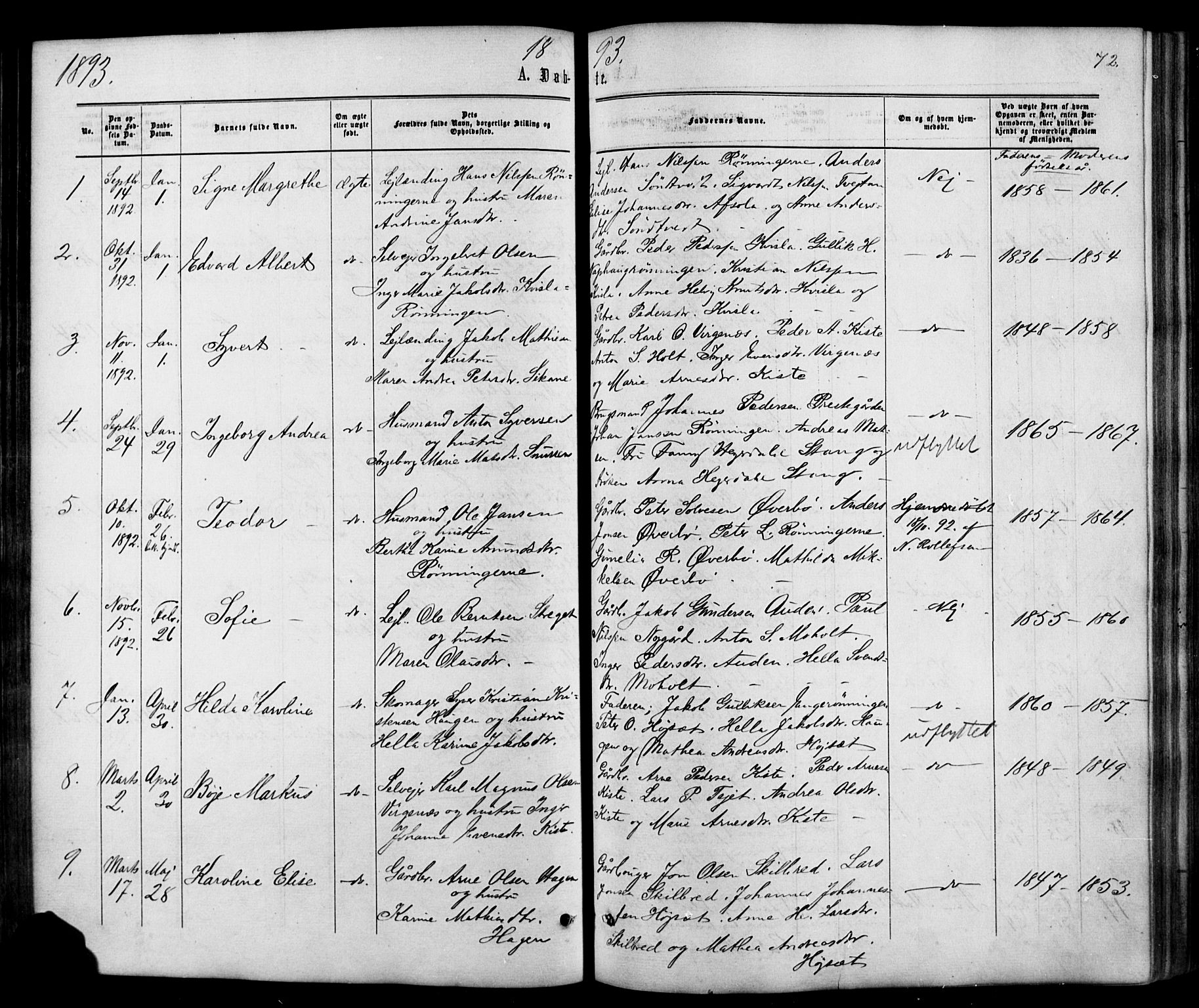 Siljan kirkebøker, SAKO/A-300/G/Ga/L0002: Parish register (copy) no. 2, 1864-1908, p. 72