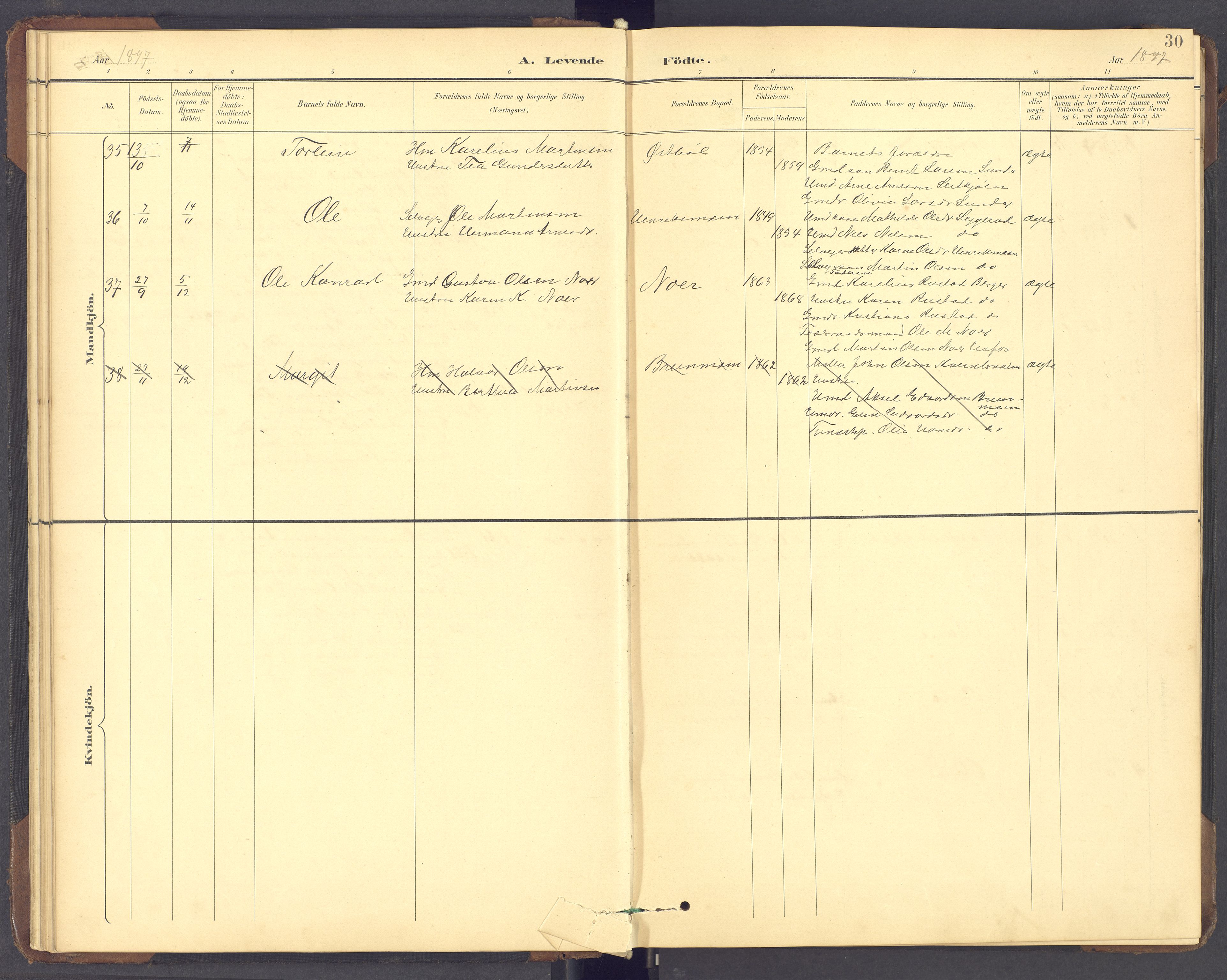 Brandval prestekontor, SAH/PREST-034/H/Ha/Hab/L0002: Parish register (copy) no. 2, 1895-1904, p. 30