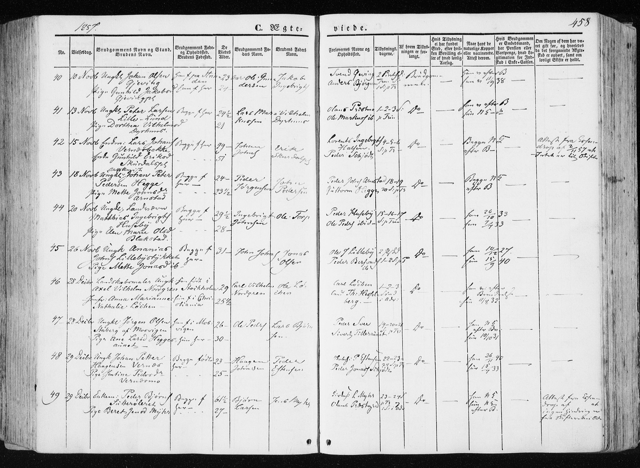 Ministerialprotokoller, klokkerbøker og fødselsregistre - Nord-Trøndelag, SAT/A-1458/709/L0074: Parish register (official) no. 709A14, 1845-1858, p. 458