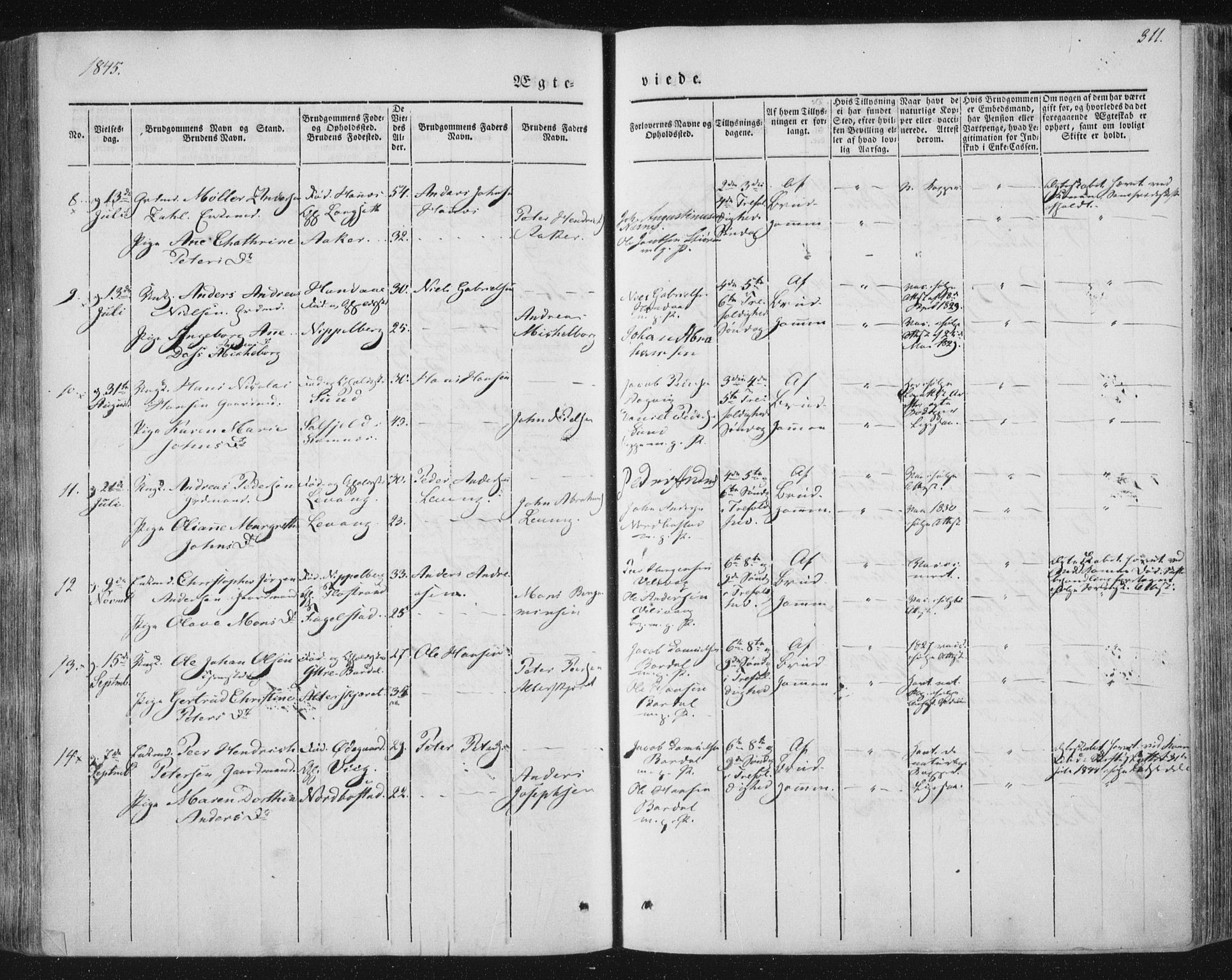 Ministerialprotokoller, klokkerbøker og fødselsregistre - Nordland, AV/SAT-A-1459/838/L0549: Parish register (official) no. 838A07, 1840-1854, p. 311