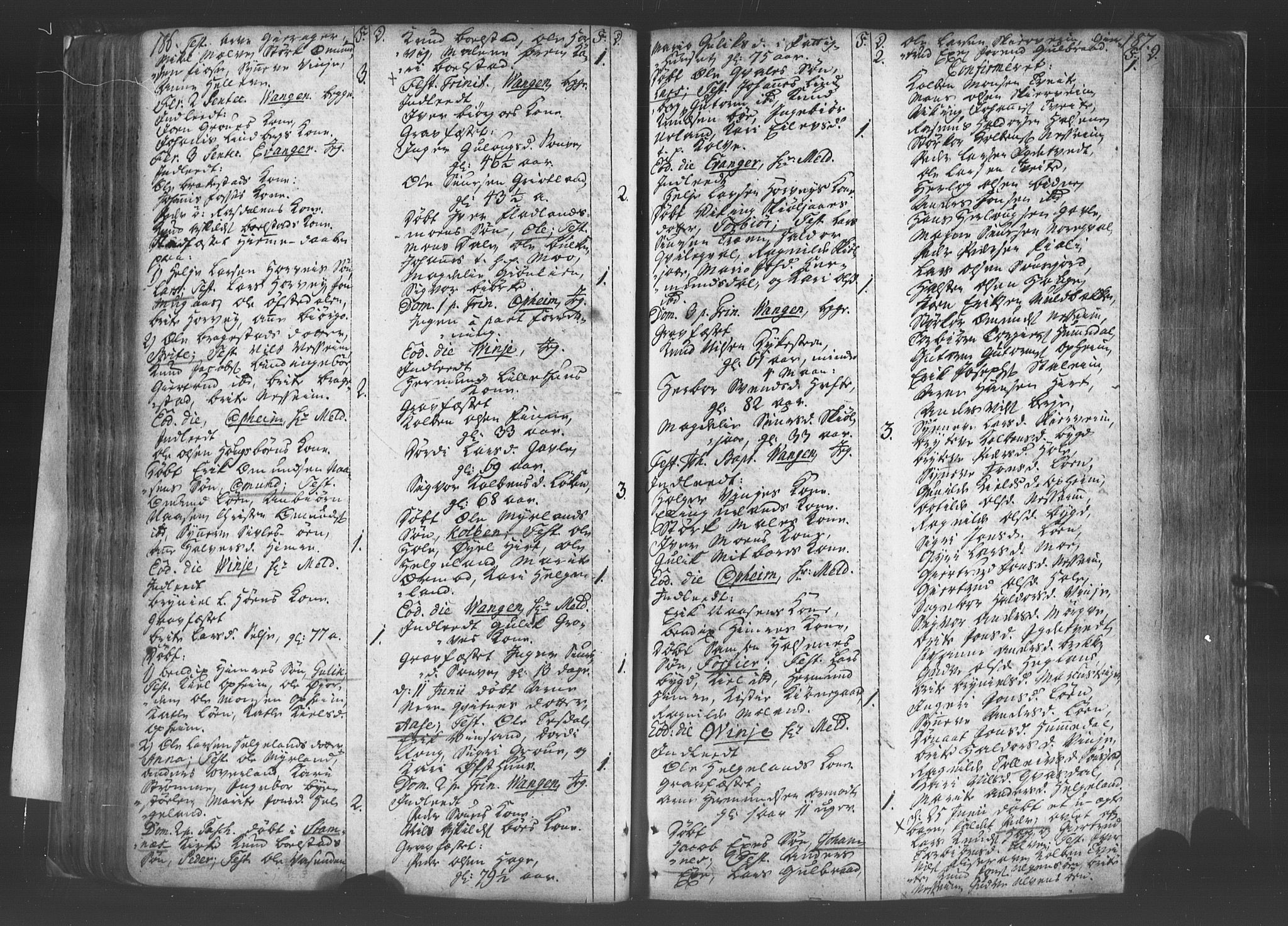 Voss sokneprestembete, SAB/A-79001/H/Haa: Parish register (official) no. A 8, 1752-1780, p. 186-187