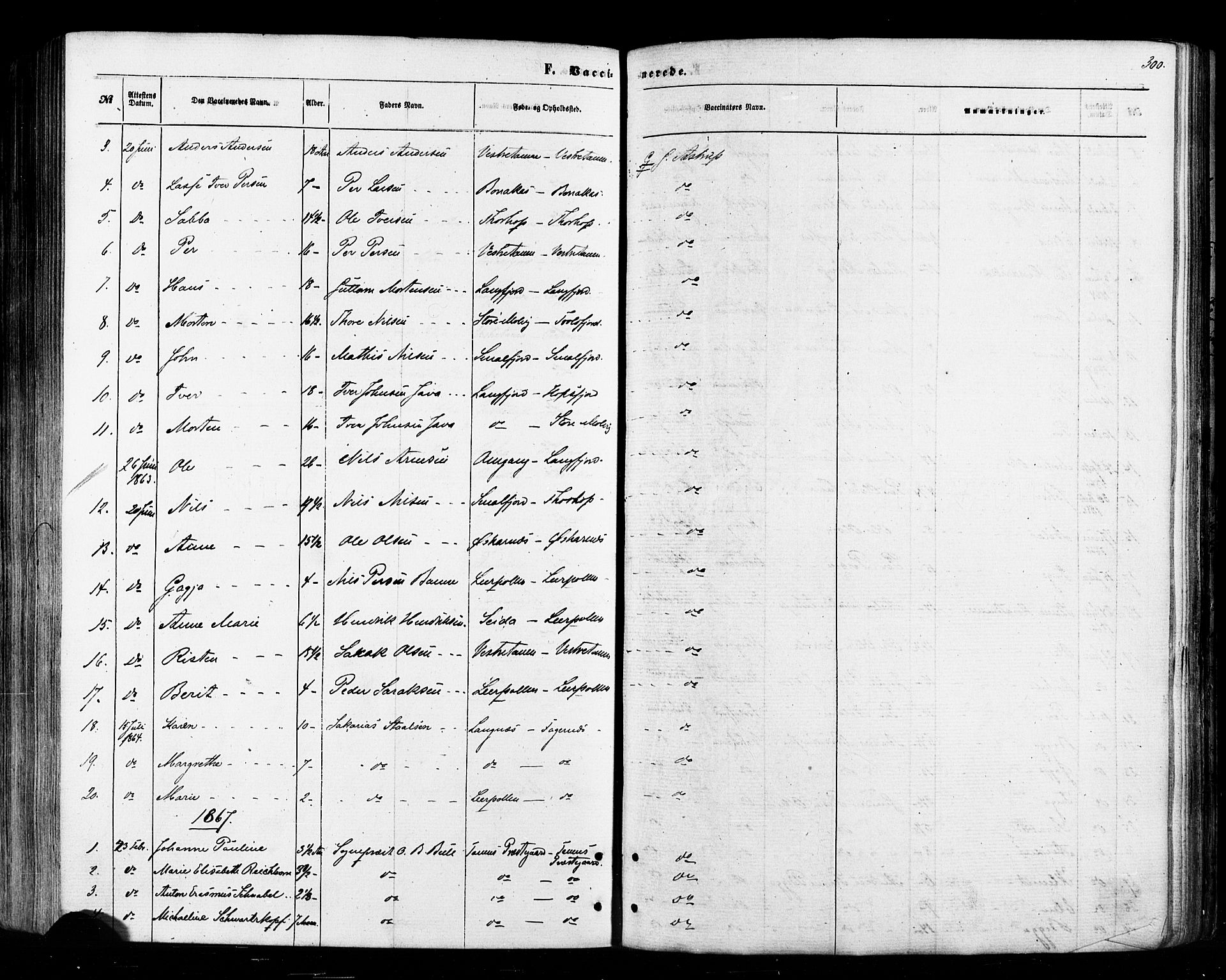 Tana sokneprestkontor, SATØ/S-1334/H/Ha/L0002kirke: Parish register (official) no. 2 /1, 1861-1877, p. 300