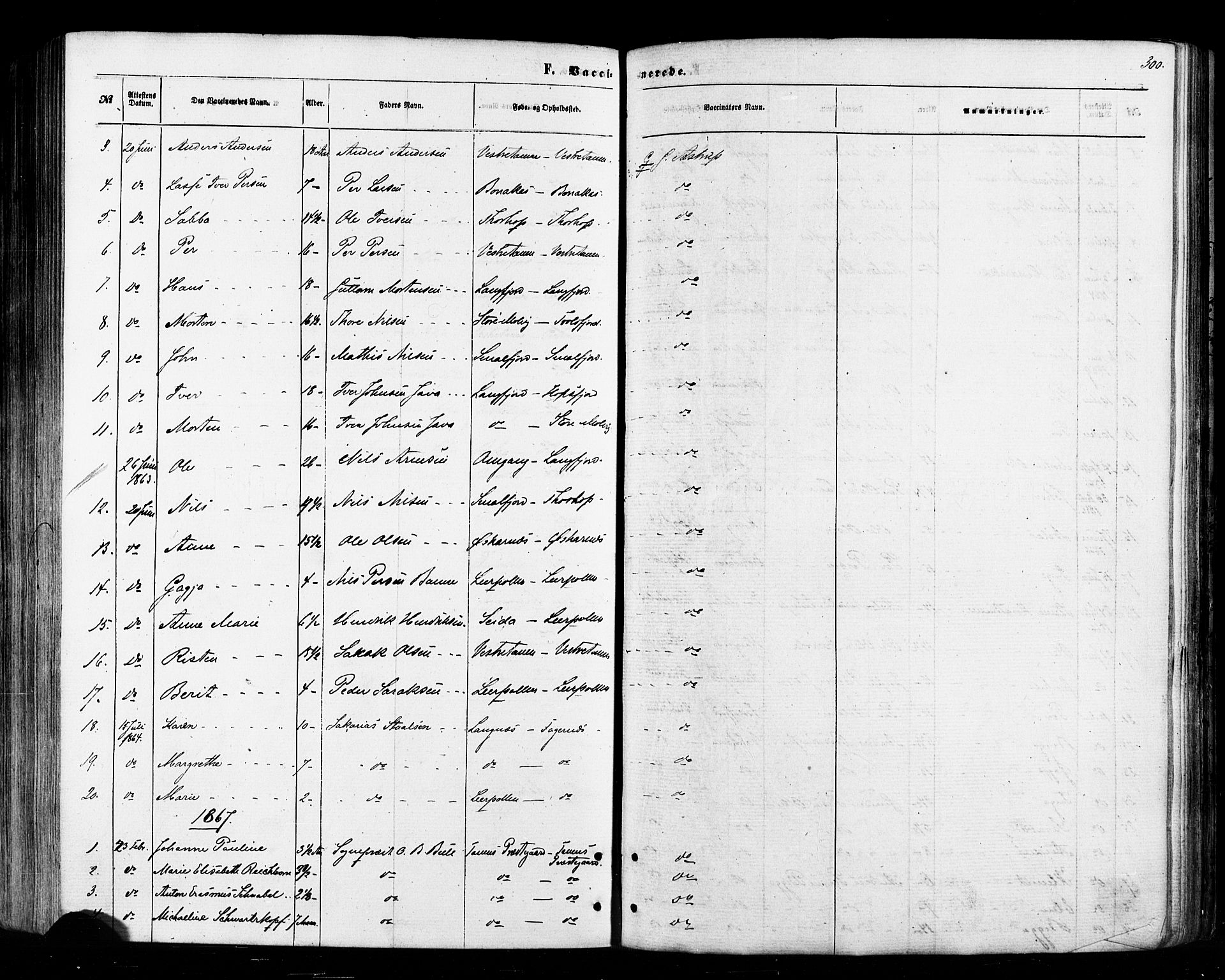 Tana sokneprestkontor, AV/SATØ-S-1334/H/Ha/L0002kirke: Parish register (official) no. 2 /1, 1861-1877, p. 300