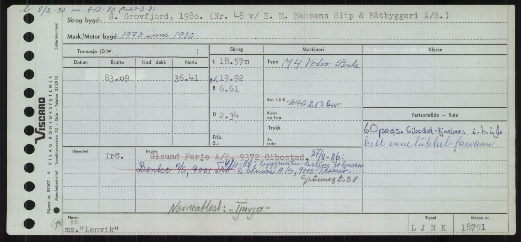 Sjøfartsdirektoratet med forløpere, Skipsmålingen, RA/S-1627/H/Ha/L0003/0002: Fartøy, Hilm-Mar / Fartøy, Kom-Mar, p. 407