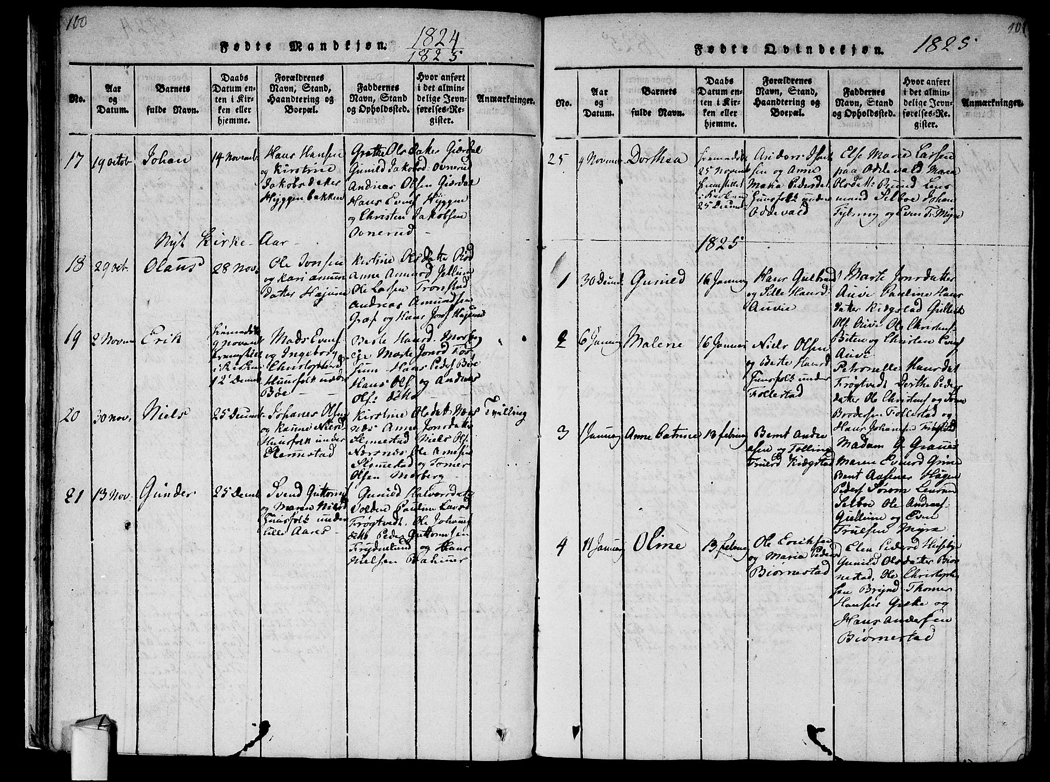 Røyken kirkebøker, AV/SAKO-A-241/F/Fa/L0004: Parish register (official) no. 4, 1814-1832, p. 100-101