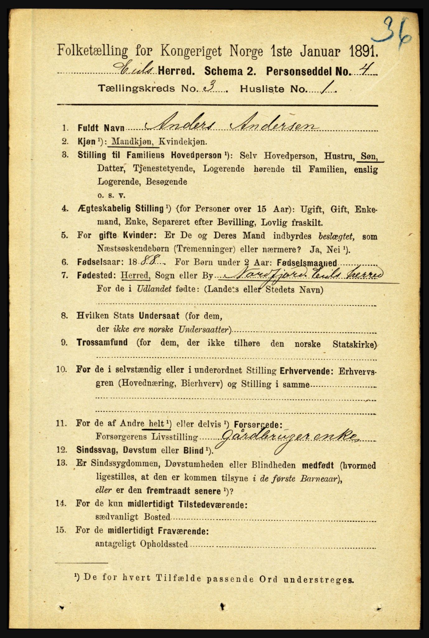 RA, 1891 census for 1443 Eid, 1891, p. 539