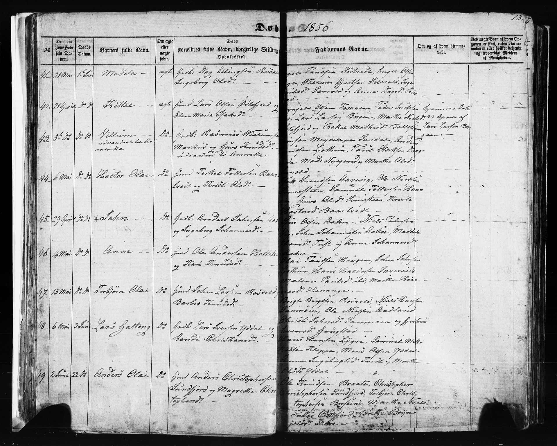Fusa sokneprestembete, AV/SAB-A-75401/H/Haa: Parish register (official) no. A 1I, 1855-1879, p. 13