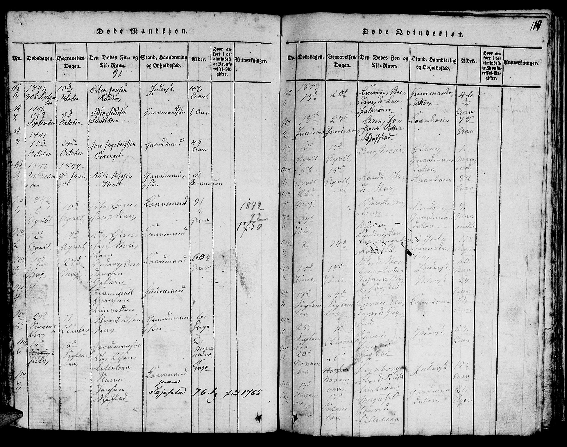Ministerialprotokoller, klokkerbøker og fødselsregistre - Sør-Trøndelag, SAT/A-1456/613/L0393: Parish register (copy) no. 613C01, 1816-1886, p. 114