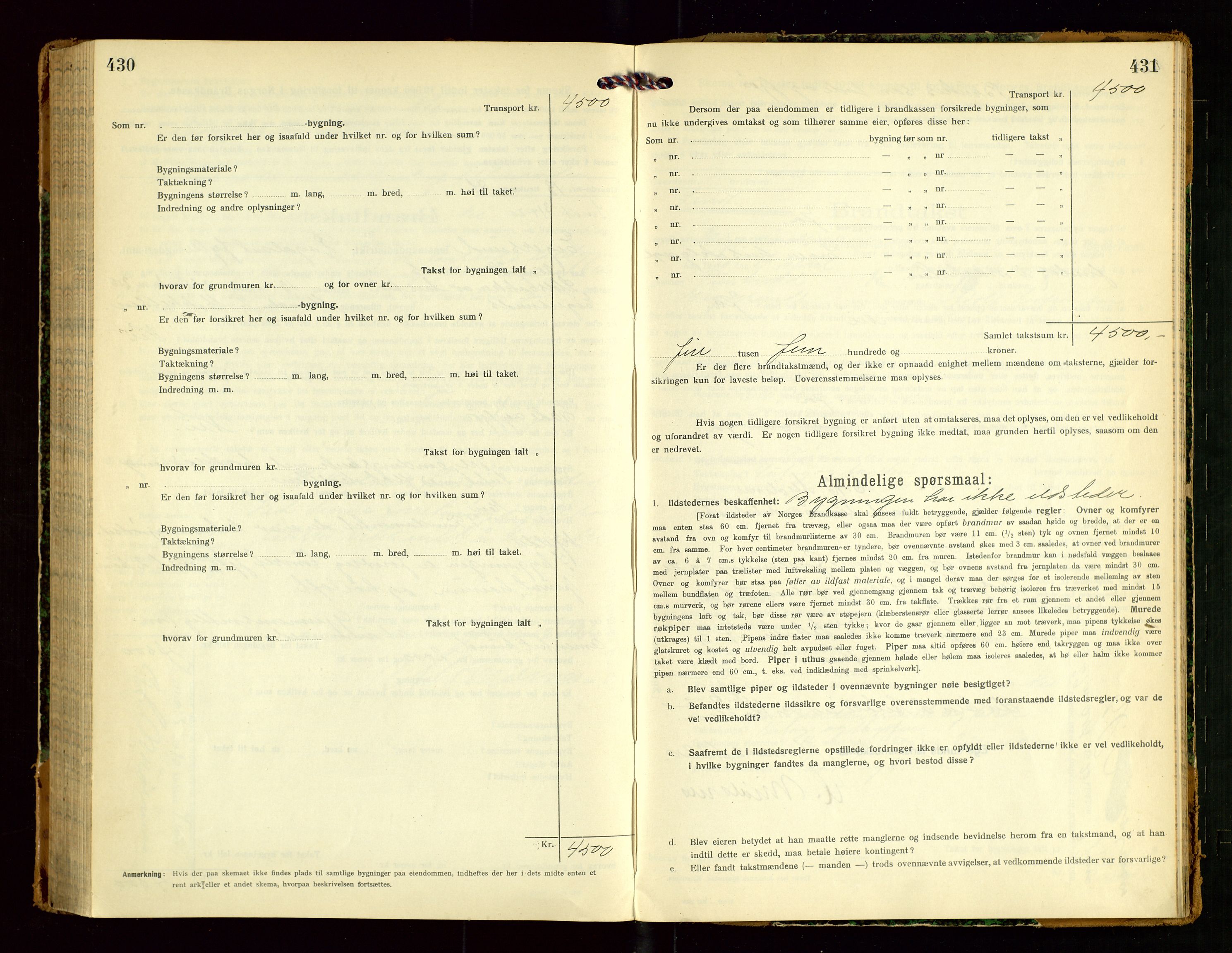 Eigersund lensmannskontor, SAST/A-100171/Gob/L0003: "Brandtakstprotokol", 1917-1920, p. 430-431