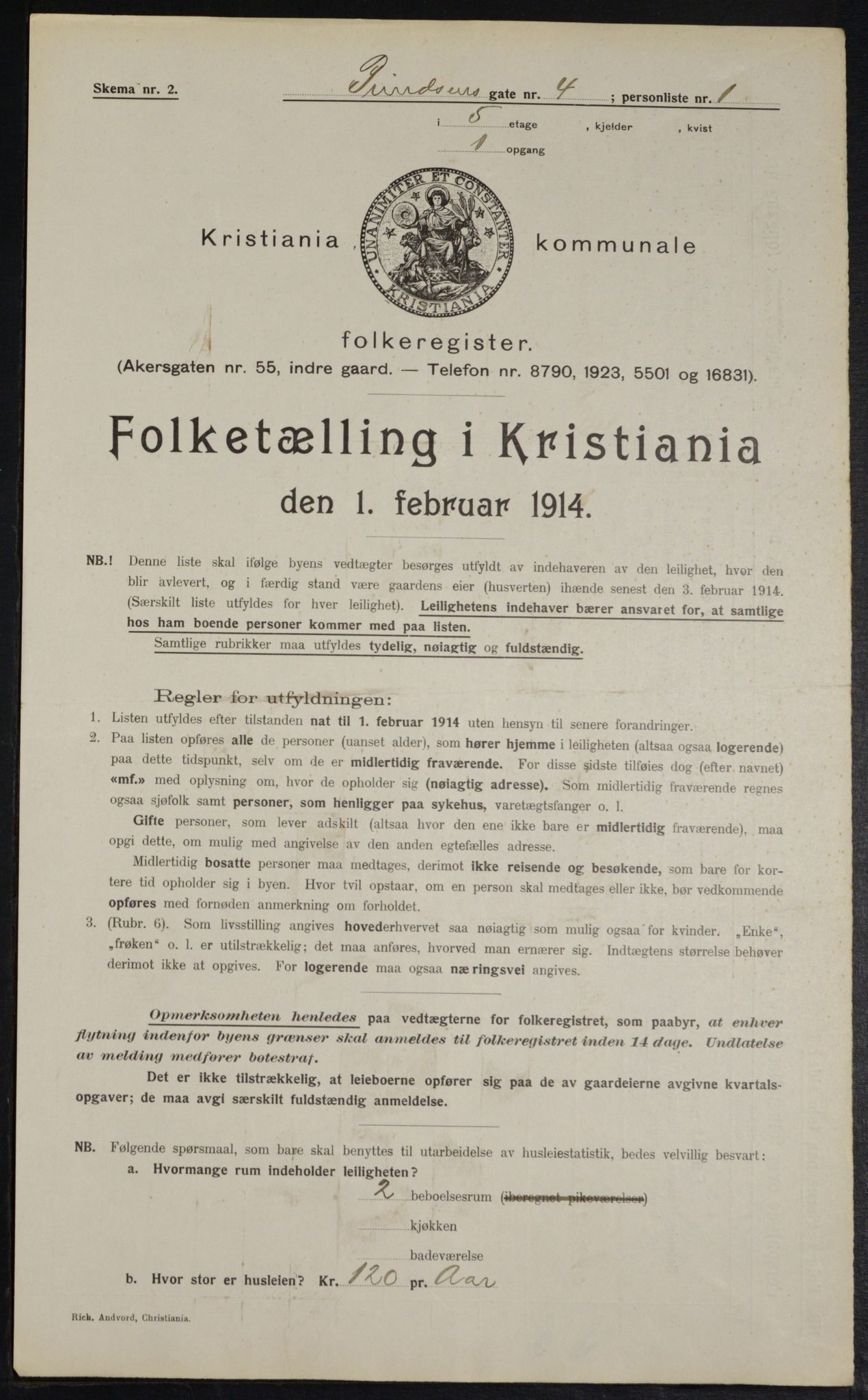 OBA, Municipal Census 1914 for Kristiania, 1914, p. 81276