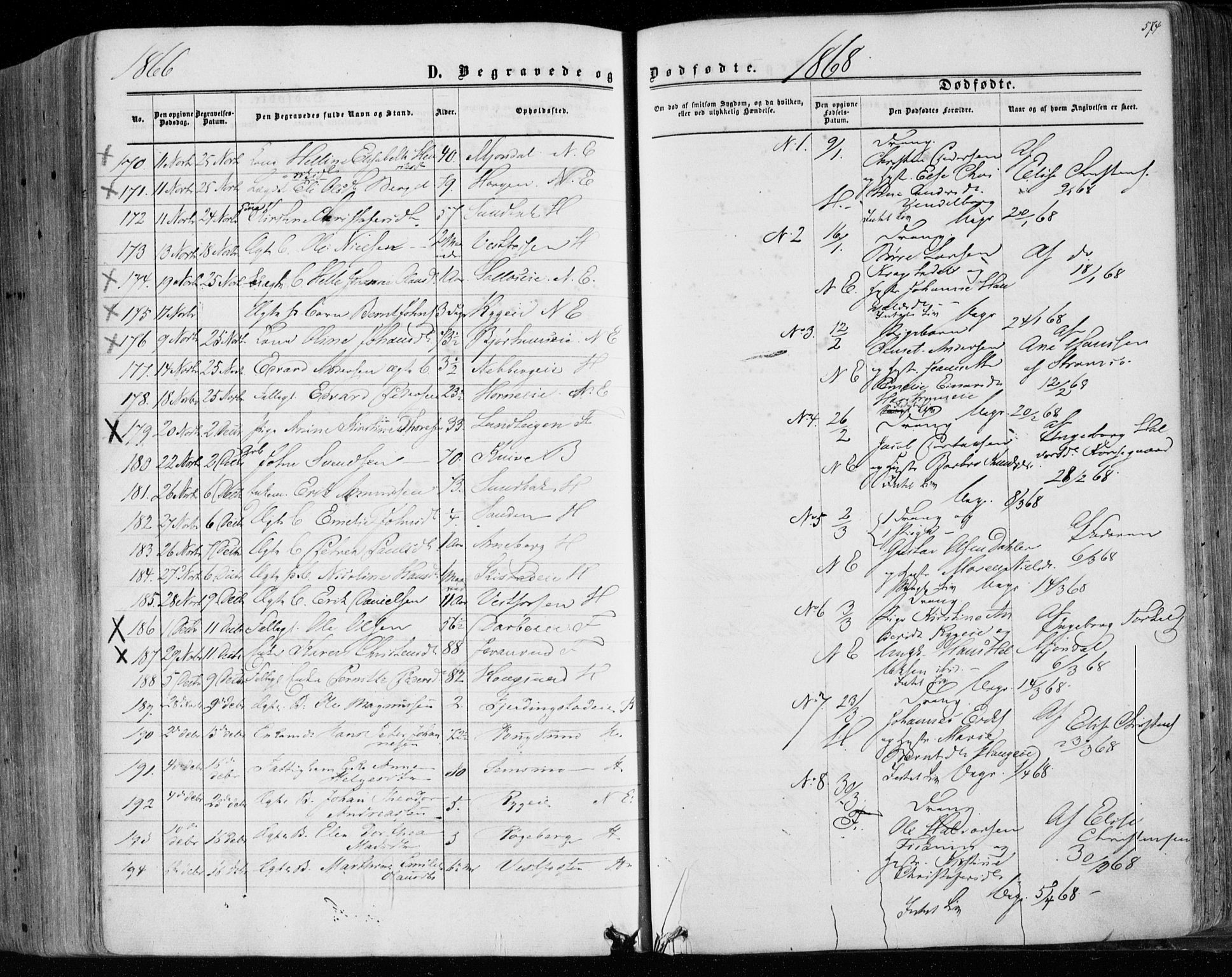 Eiker kirkebøker, SAKO/A-4/F/Fa/L0016: Parish register (official) no. I 16, 1860-1868, p. 574