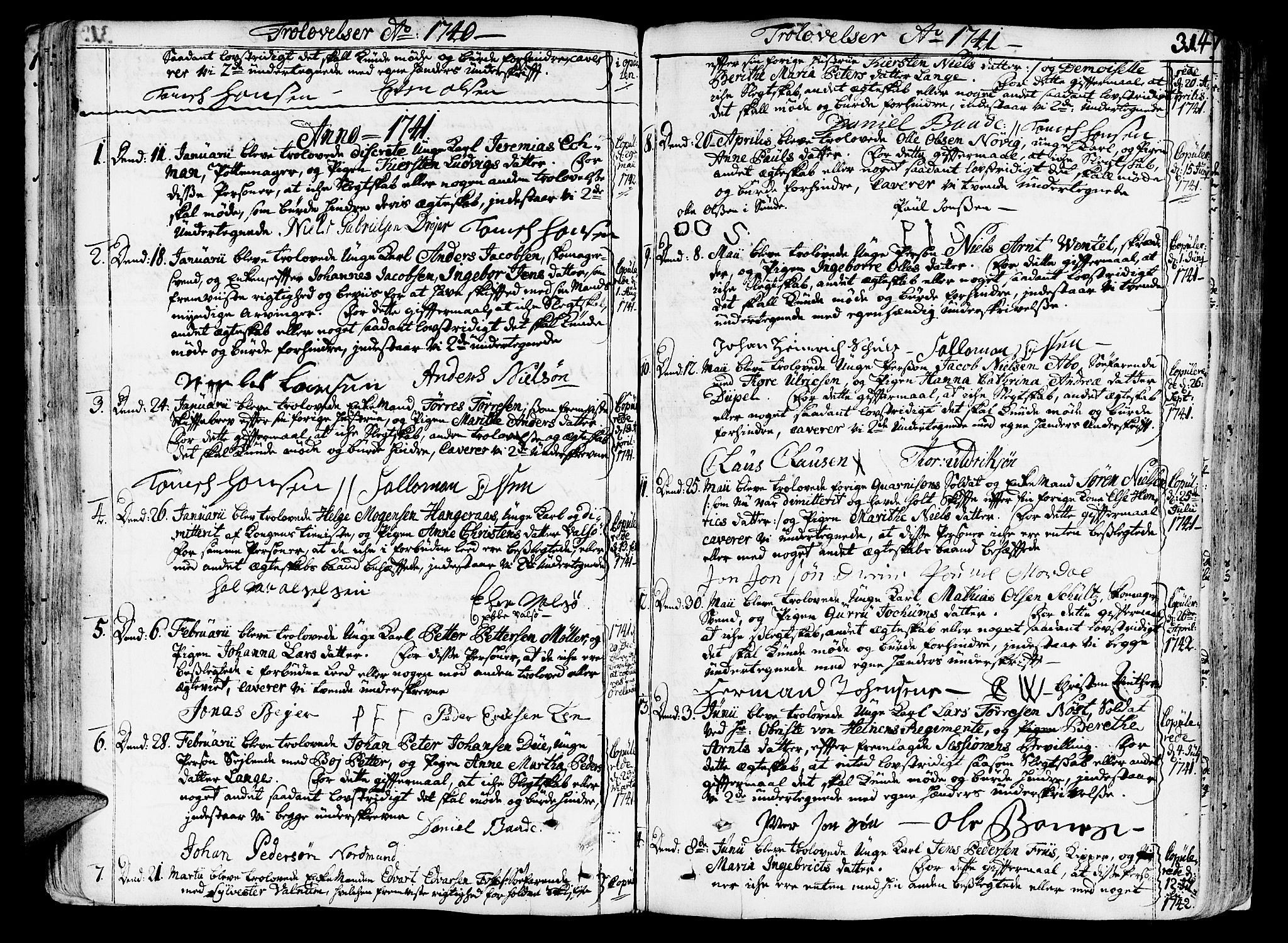 Ministerialprotokoller, klokkerbøker og fødselsregistre - Sør-Trøndelag, SAT/A-1456/602/L0103: Parish register (official) no. 602A01, 1732-1774, p. 314