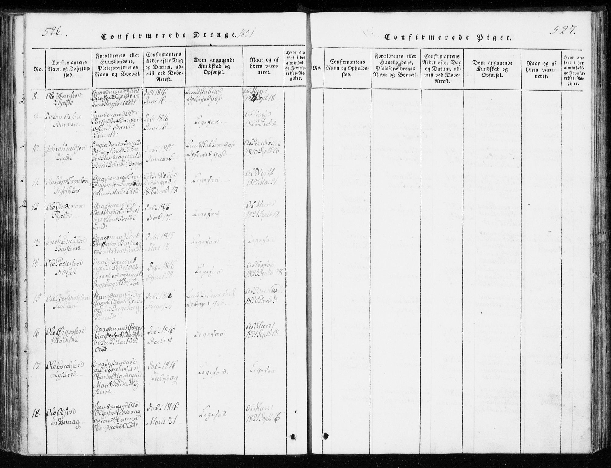 Ministerialprotokoller, klokkerbøker og fødselsregistre - Møre og Romsdal, AV/SAT-A-1454/551/L0623: Parish register (official) no. 551A03, 1818-1831, p. 526-527