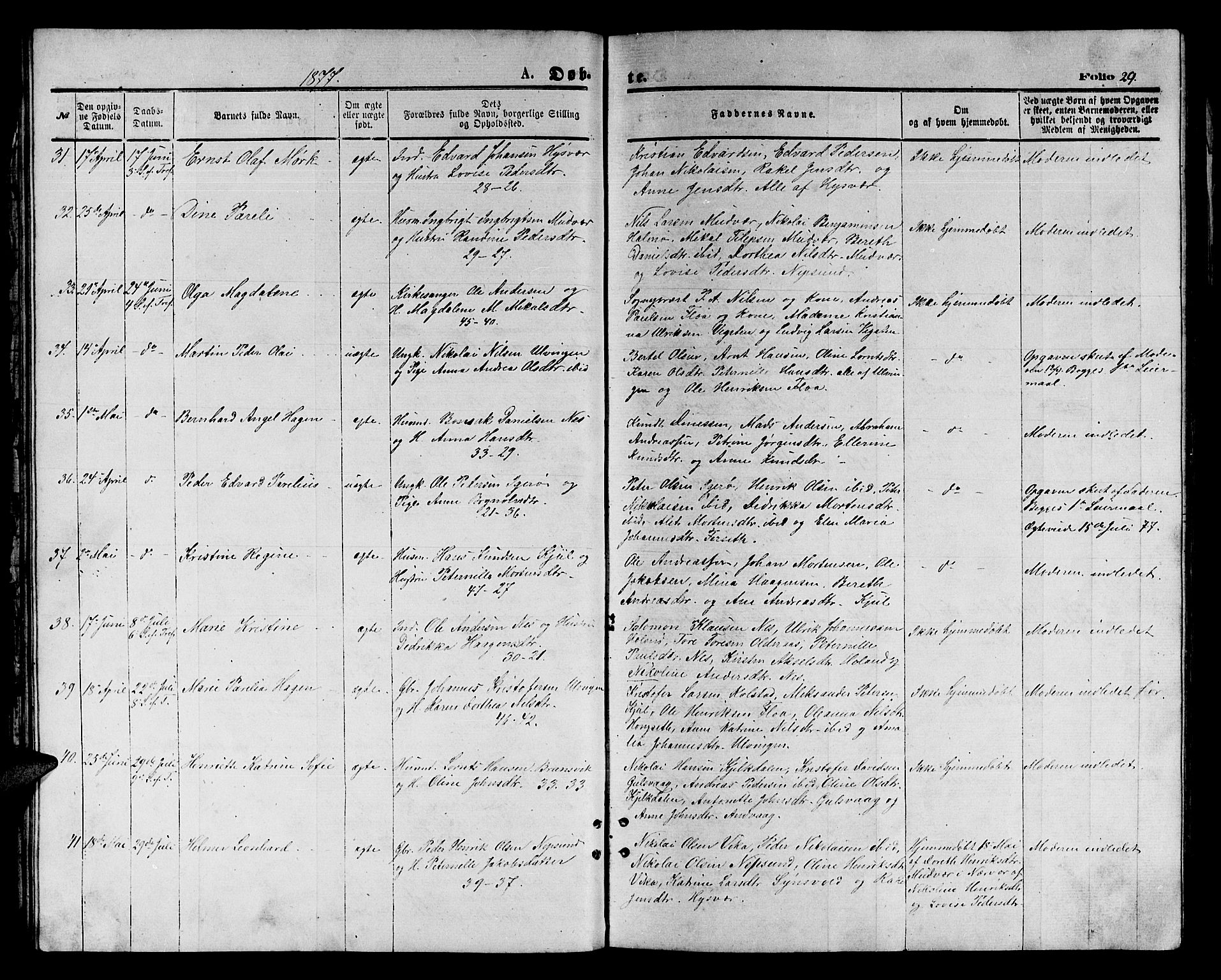 Ministerialprotokoller, klokkerbøker og fødselsregistre - Nordland, AV/SAT-A-1459/816/L0252: Parish register (copy) no. 816C02, 1871-1885, p. 29