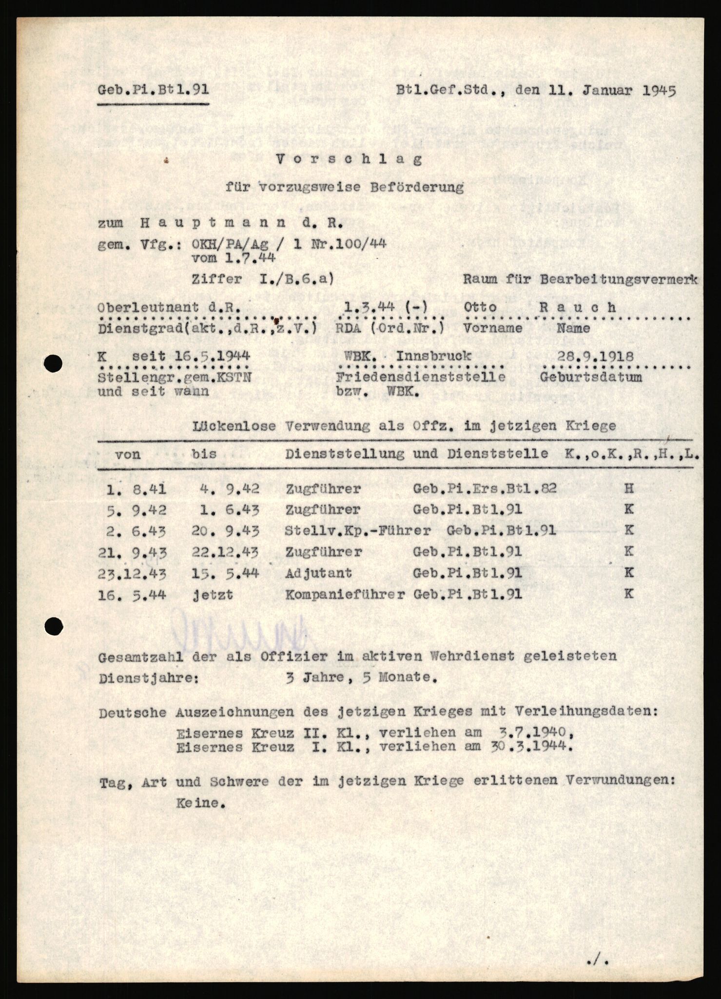 Forsvarets Overkommando. 2 kontor. Arkiv 11.4. Spredte tyske arkivsaker, AV/RA-RAFA-7031/D/Dar/Dara/L0019: Personalbøker og diverse, 1940-1945, p. 114