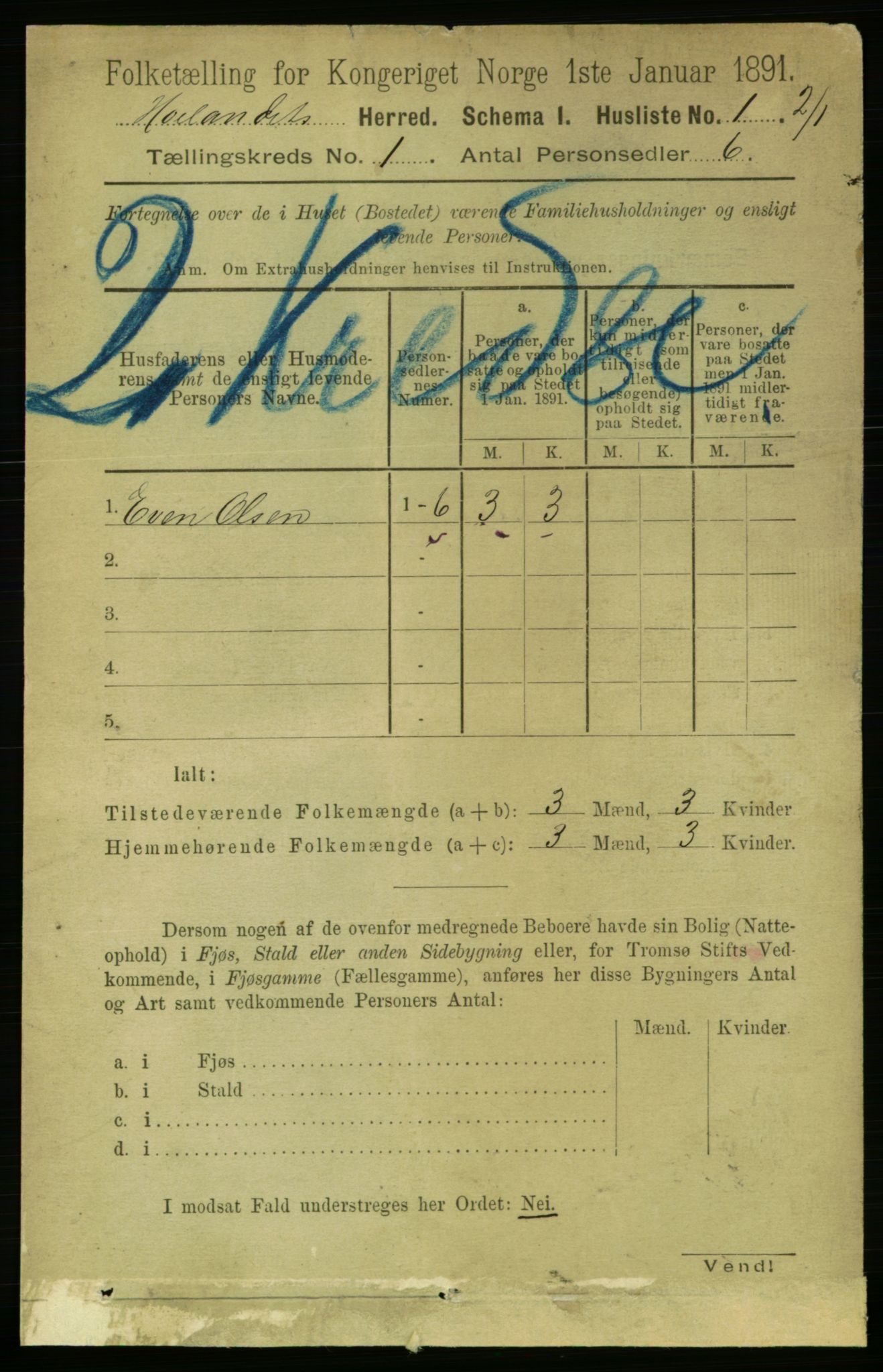 RA, 1891 census for 1651 Hølonda, 1891, p. 13