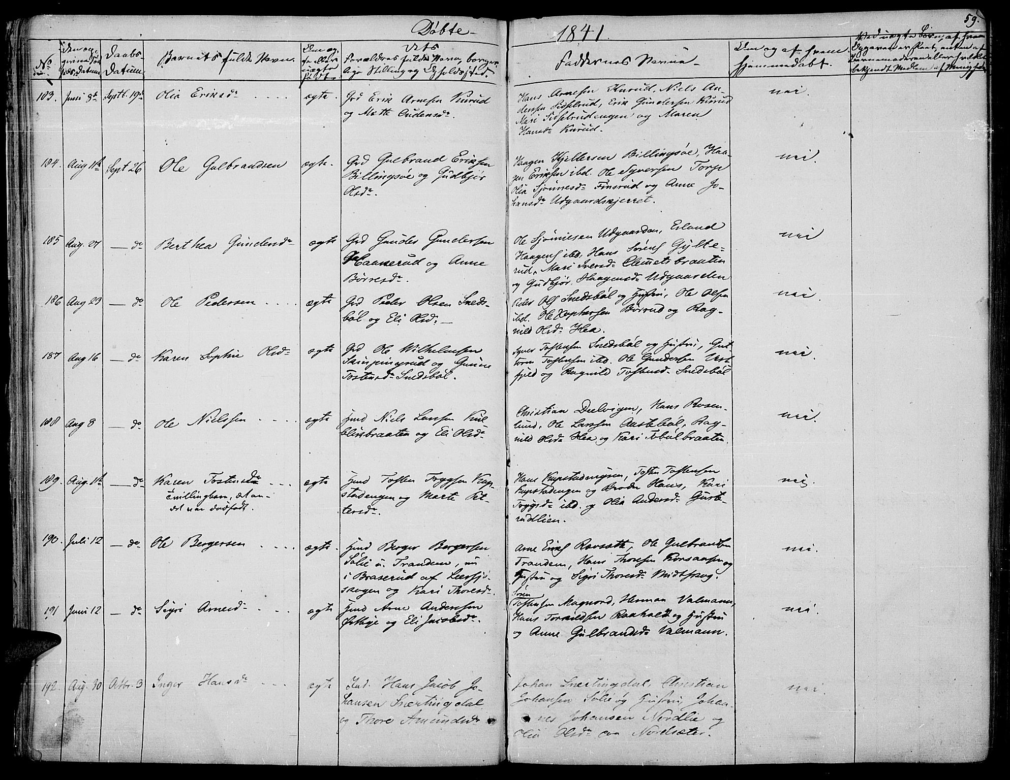 Vinger prestekontor, AV/SAH-PREST-024/H/Ha/Haa/L0008: Parish register (official) no. 8, 1839-1847, p. 59