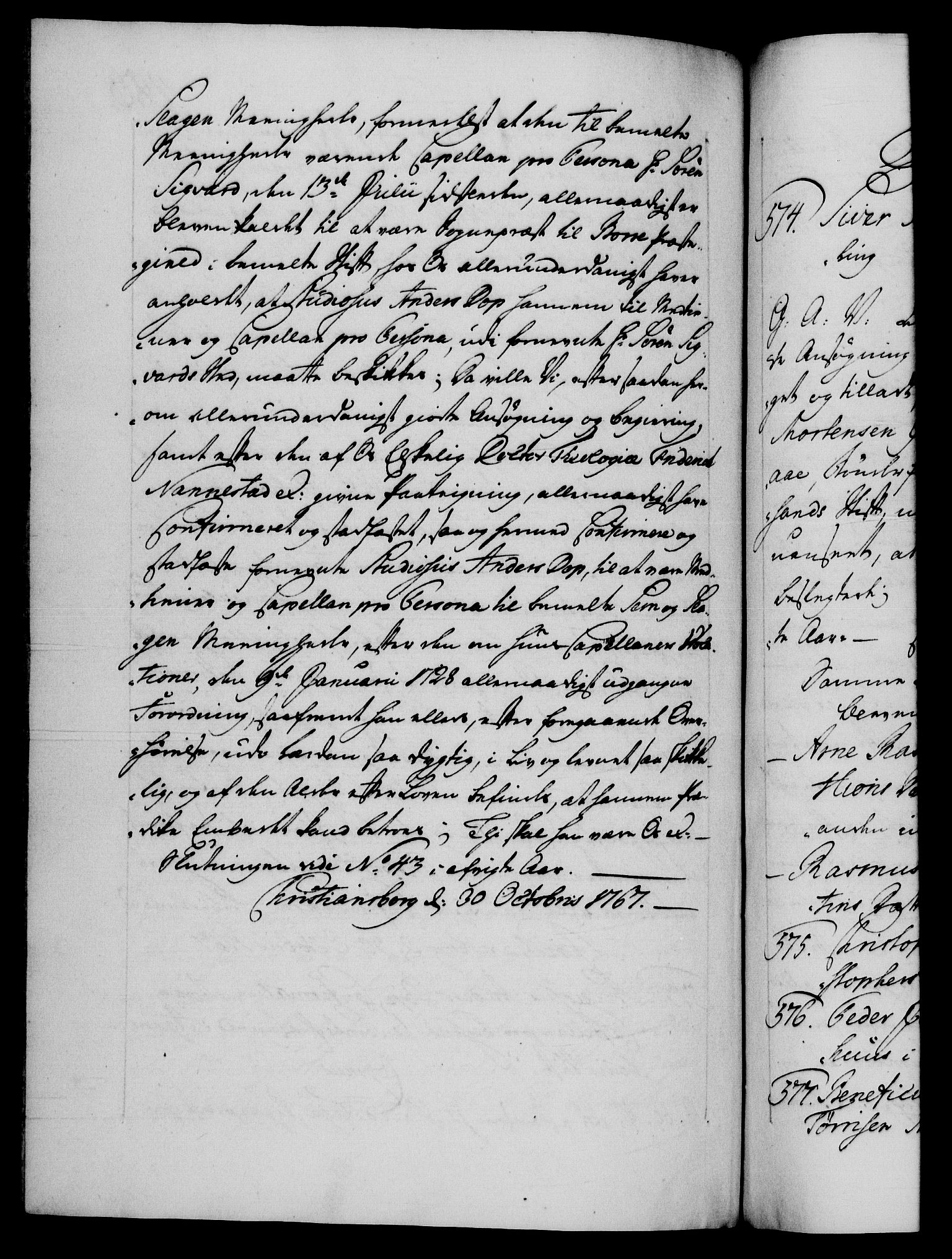 Danske Kanselli 1572-1799, AV/RA-EA-3023/F/Fc/Fca/Fcaa/L0043: Norske registre, 1766-1768, p. 486b