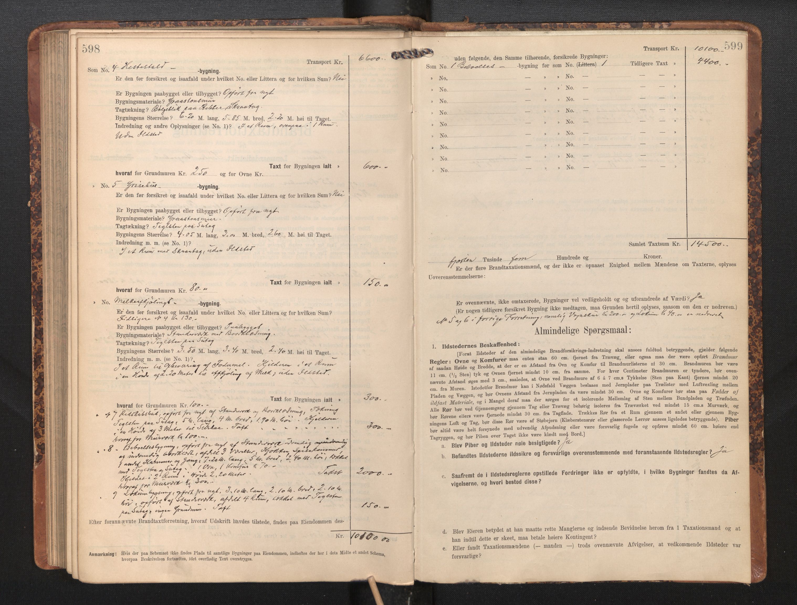 Lensmannen i Fana, AV/SAB-A-31801/0012/L0018: Branntakstprotokoll skjematakst, 1907-1910, p. 598-599