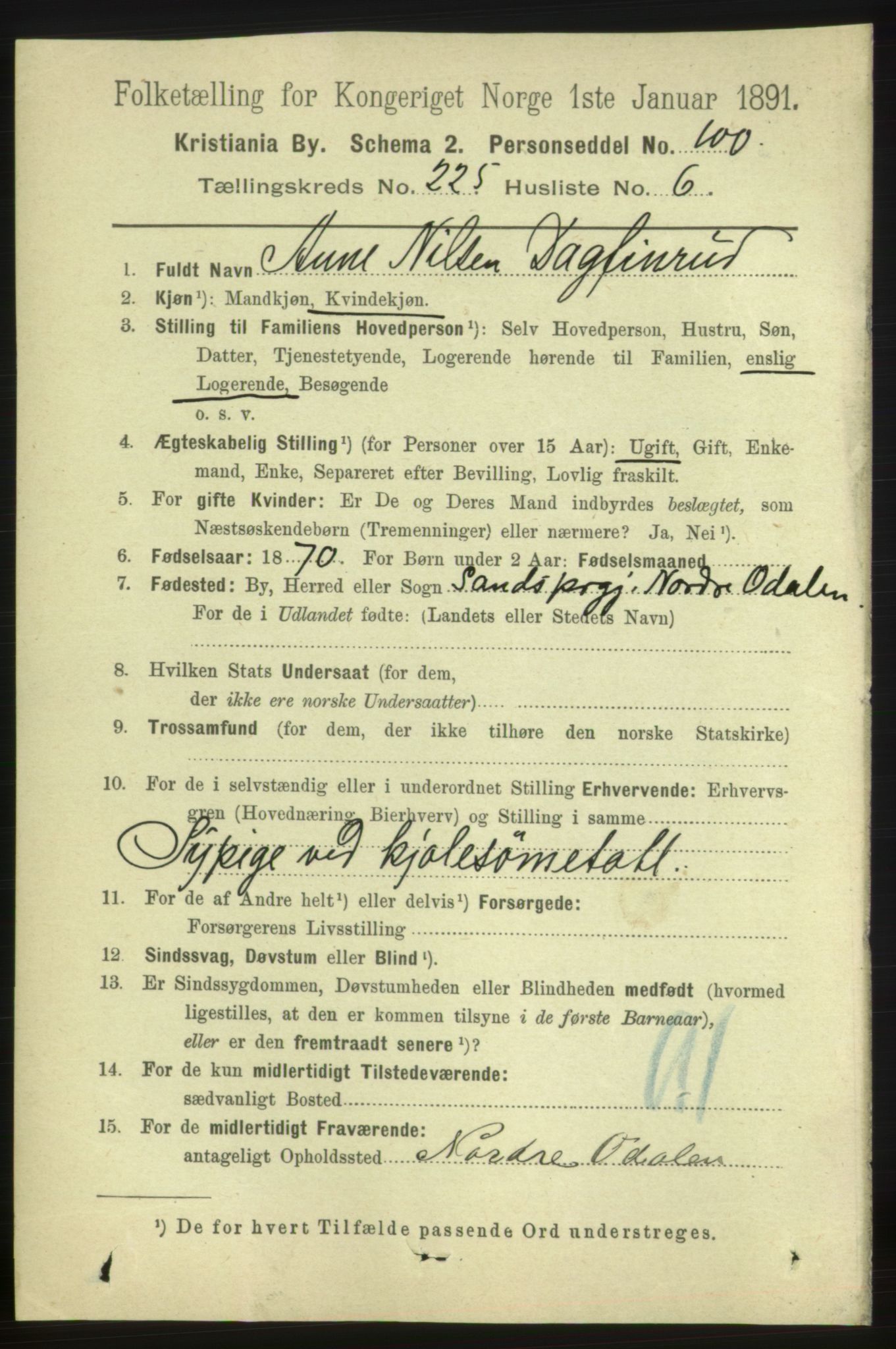 RA, 1891 census for 0301 Kristiania, 1891, p. 136684