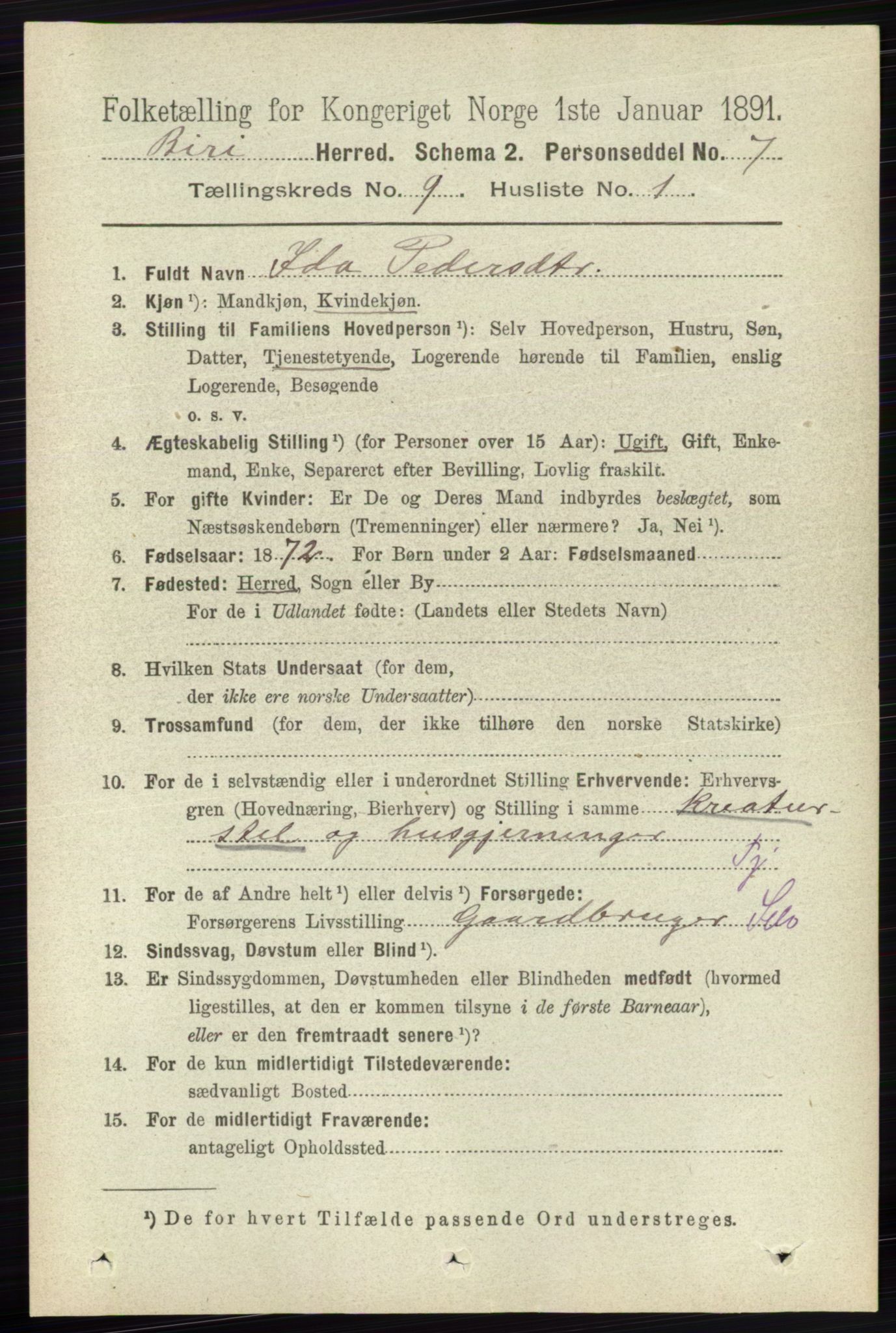 RA, 1891 census for 0525 Biri, 1891, p. 3393