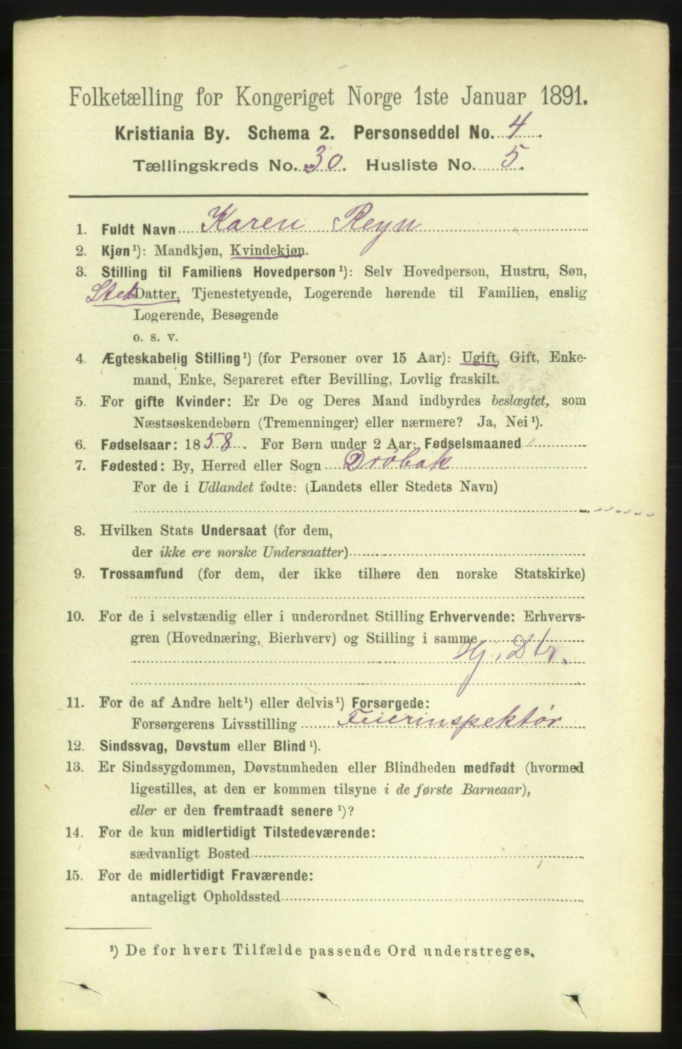 RA, 1891 census for 0301 Kristiania, 1891, p. 15643