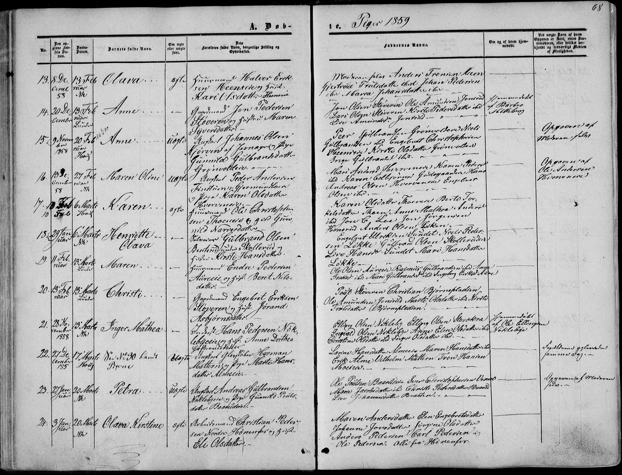 Norderhov kirkebøker, SAKO/A-237/F/Fa/L0012: Parish register (official) no. 12, 1856-1865, p. 68