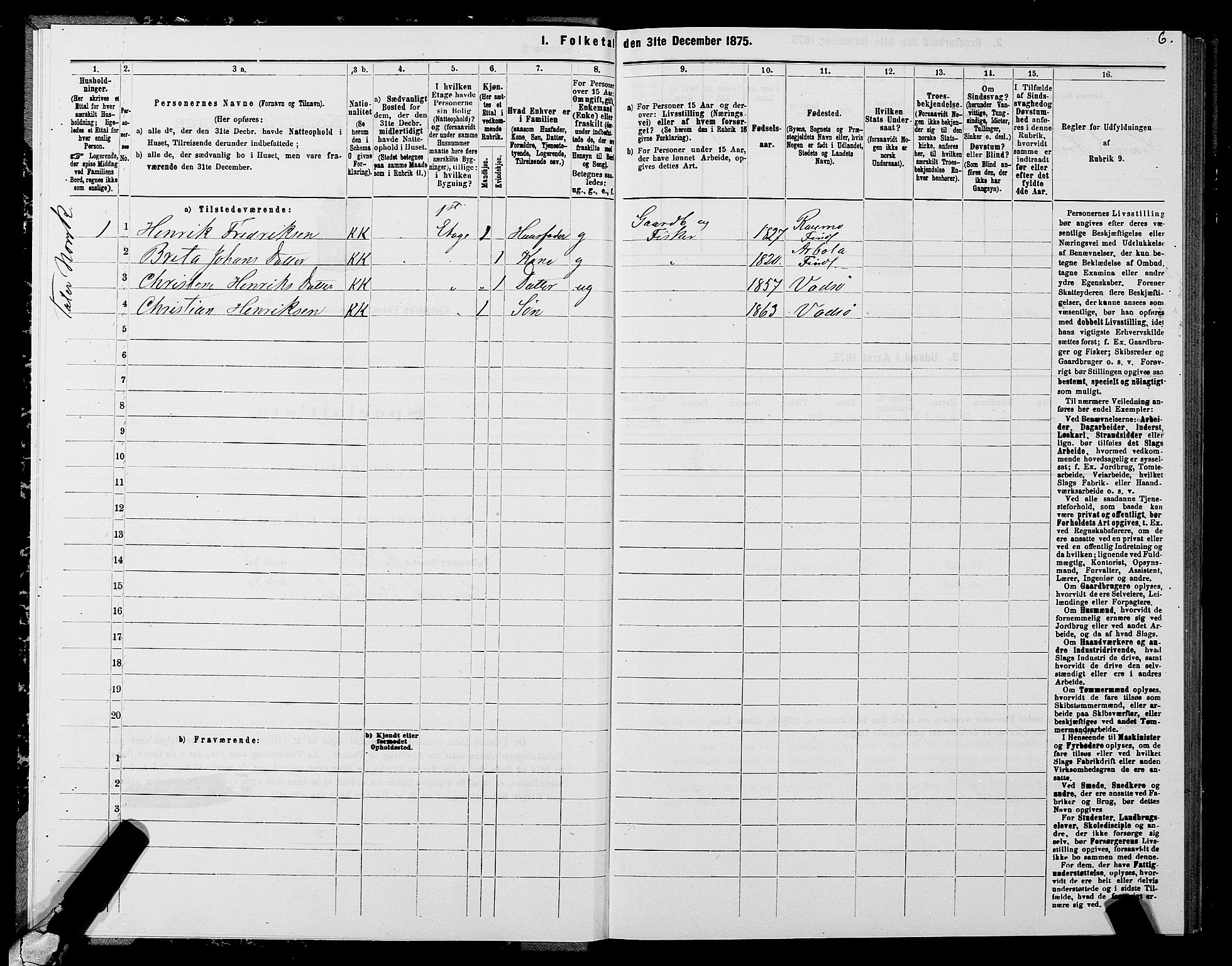 SATØ, 1875 census for 2003B Vadsø/Vadsø, 1875, p. 2006