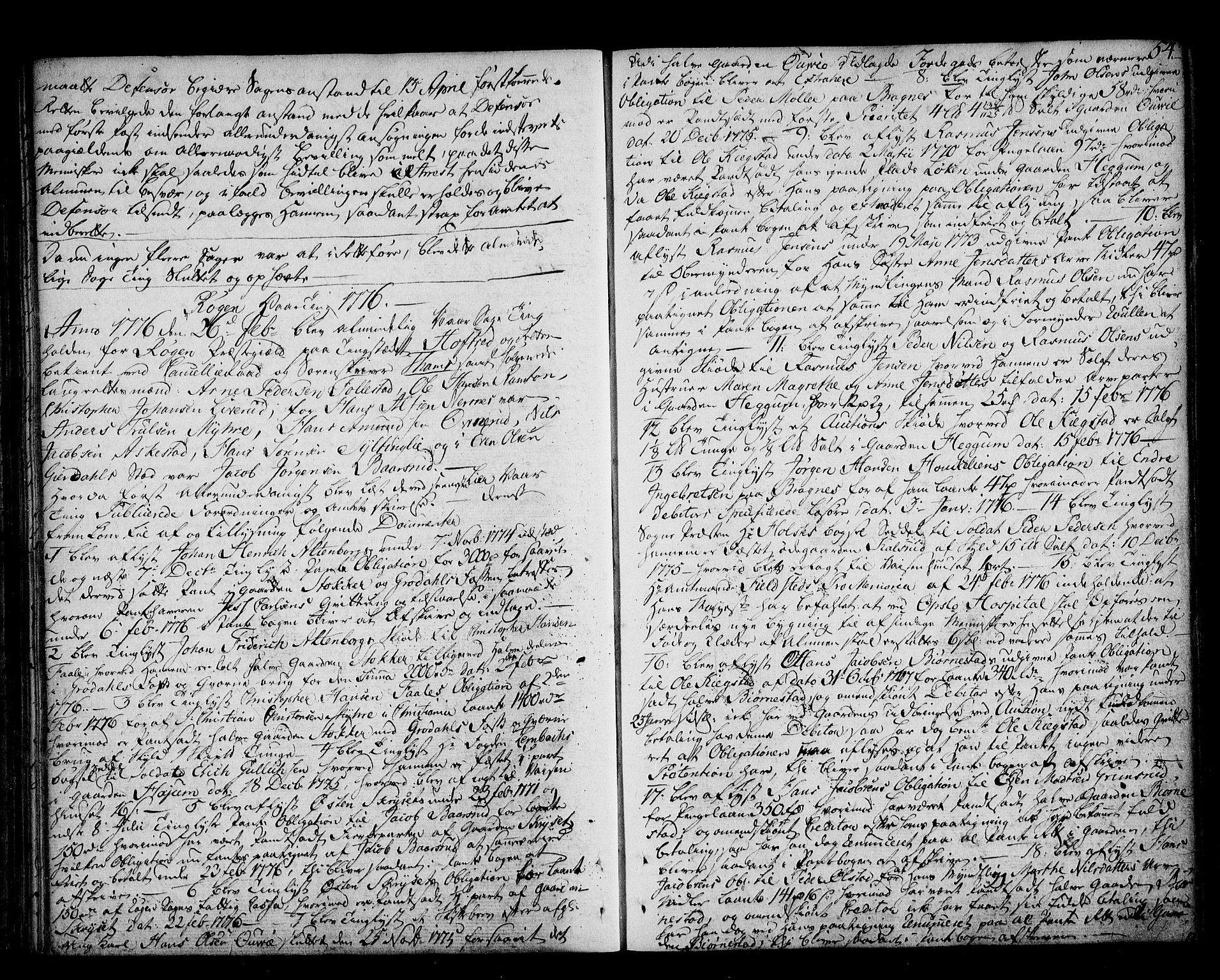 Lier, Røyken og Hurum sorenskriveri, AV/SAKO-A-89/F/Fa/L0056: Tingbok, 1775-1779, p. 54