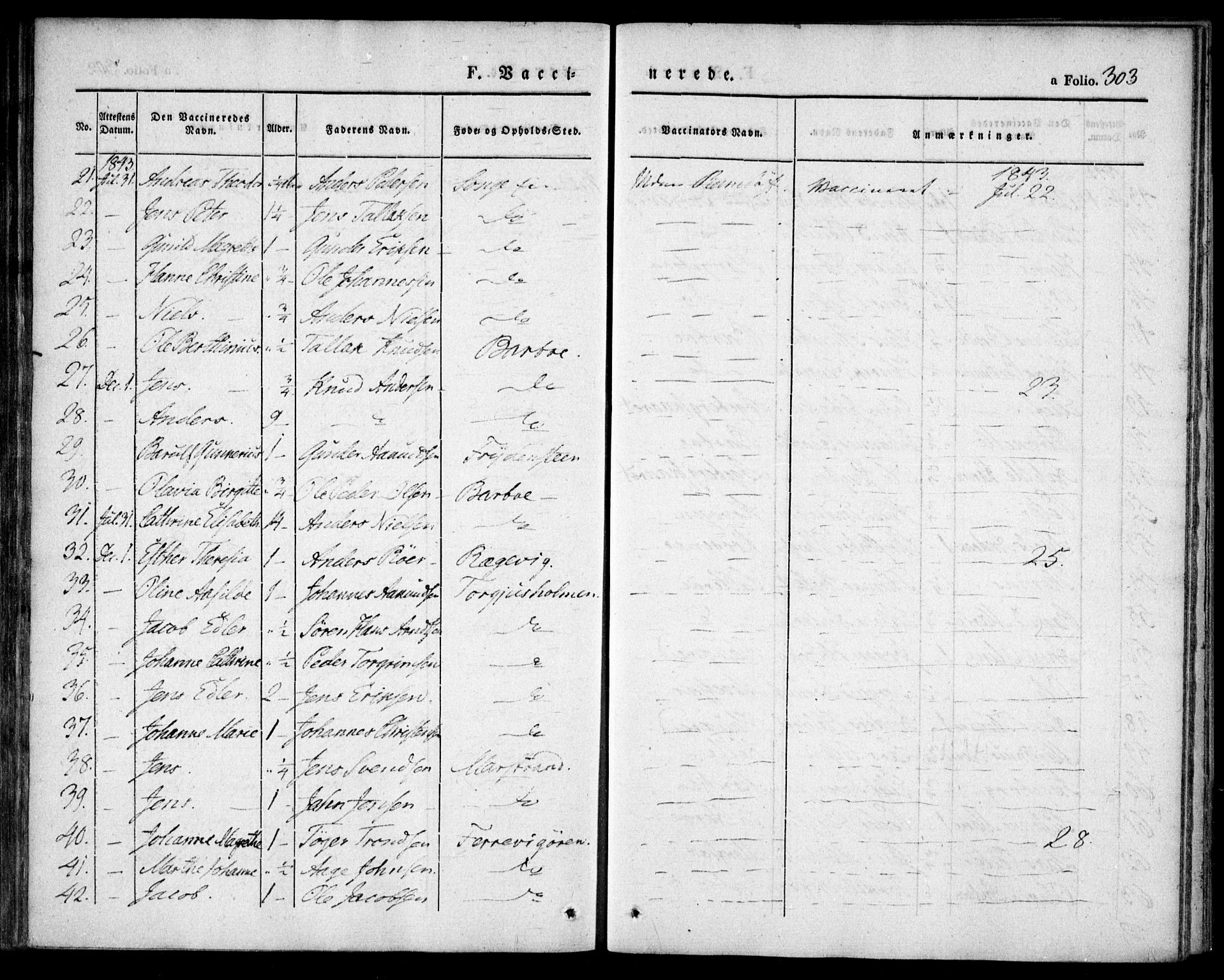 Tromøy sokneprestkontor, SAK/1111-0041/F/Fa/L0004: Parish register (official) no. A 4, 1837-1846, p. 303