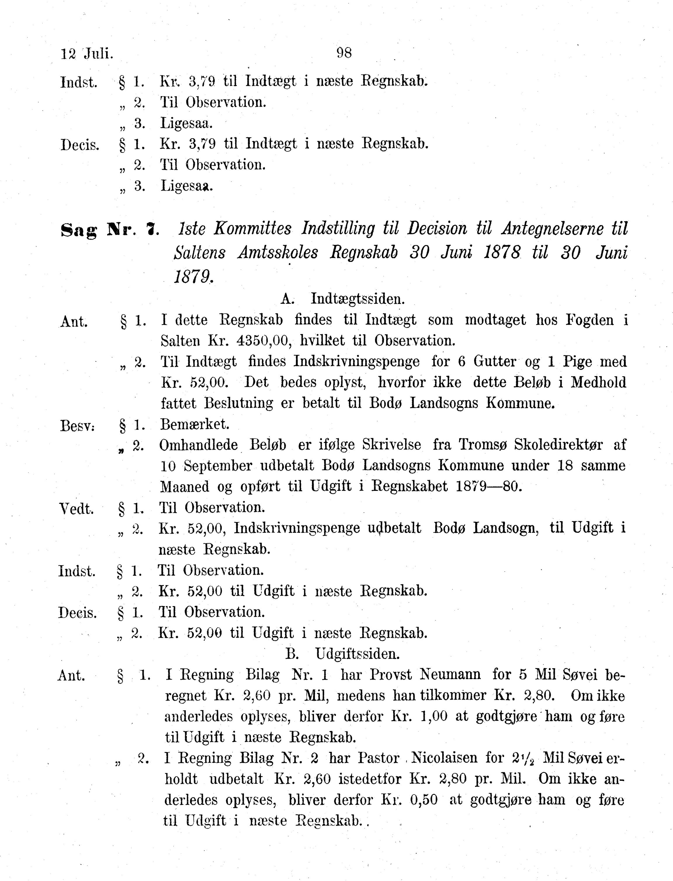 Nordland Fylkeskommune. Fylkestinget, AIN/NFK-17/176/A/Ac/L0013: Fylkestingsforhandlinger 1880, 1880