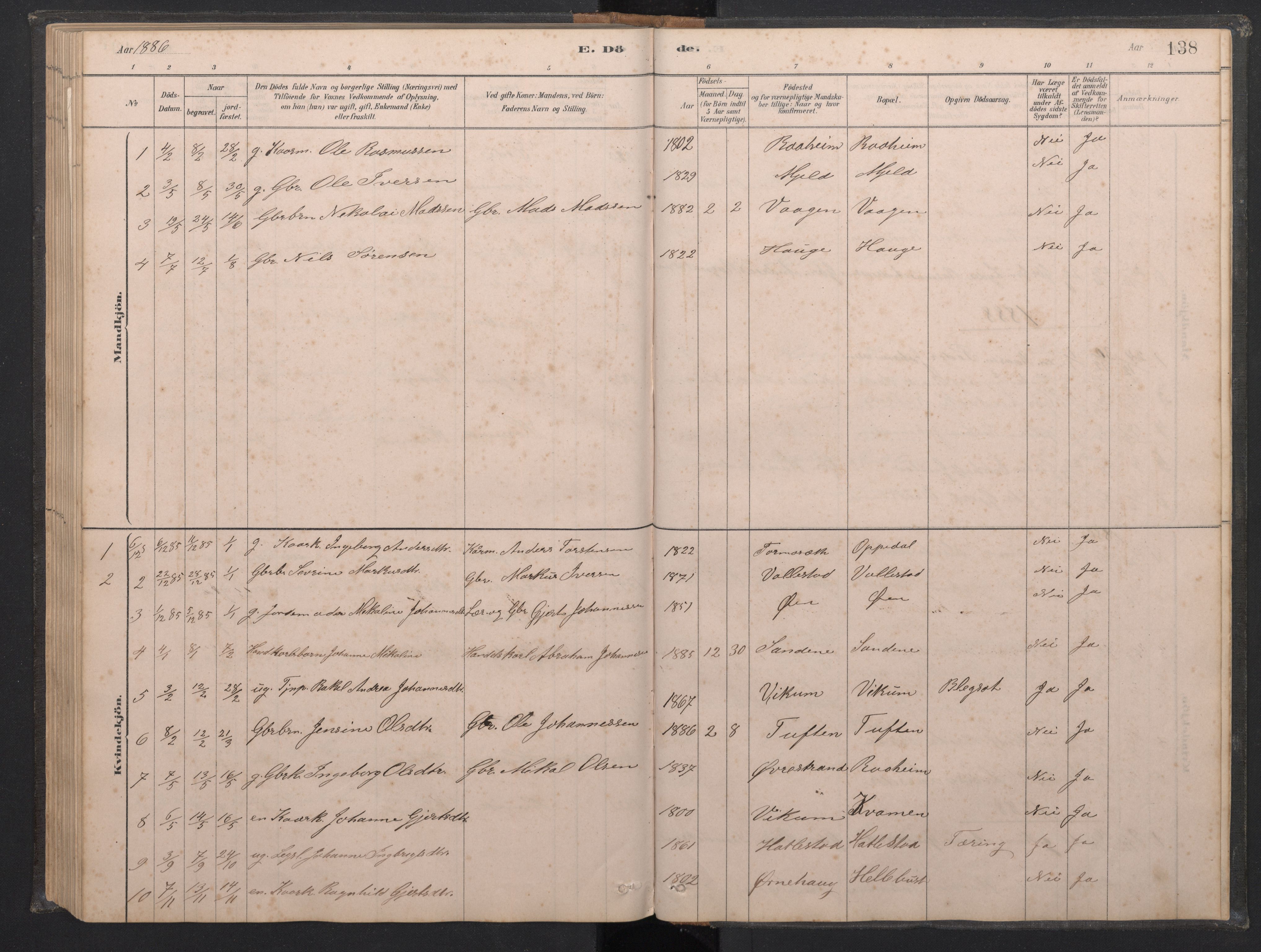 Gaular sokneprestembete, SAB/A-80001/H/Hab: Parish register (copy) no. C 3, 1878-1897, p. 137b-138a