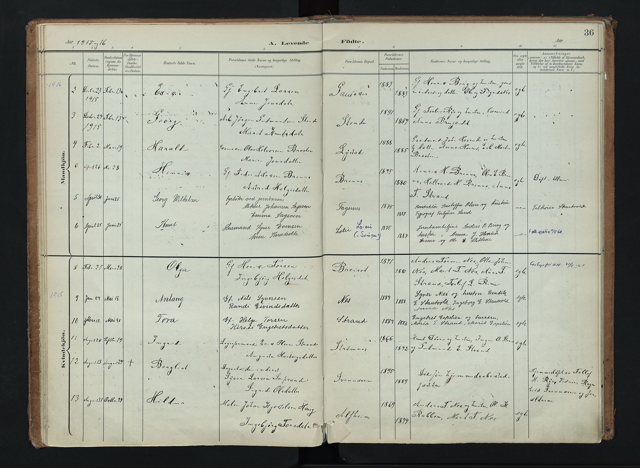 Nord-Aurdal prestekontor, AV/SAH-PREST-132/H/Ha/Haa/L0016: Parish register (official) no. 16, 1897-1925, p. 36