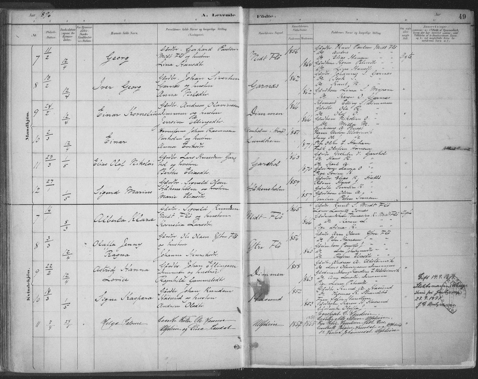 Ministerialprotokoller, klokkerbøker og fødselsregistre - Møre og Romsdal, SAT/A-1454/509/L0106: Parish register (official) no. 509A04, 1883-1922, p. 49