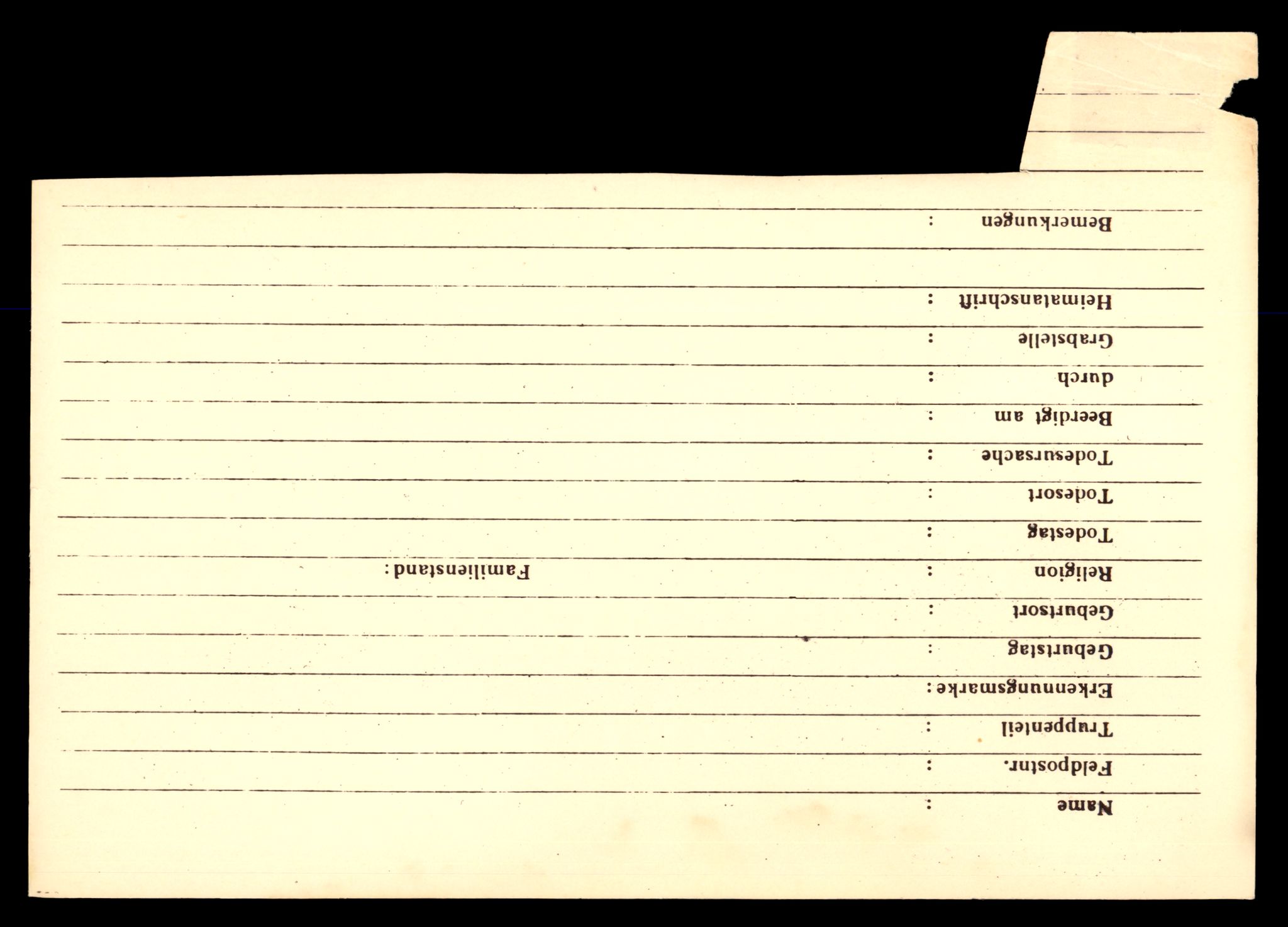 Distriktskontoret for krigsgraver, SAT/A-5030/E/L0005: Kasett/kartotek over falne Britiske og tyske solater, samt andre nasjoners krigsgraver, 1945, p. 442