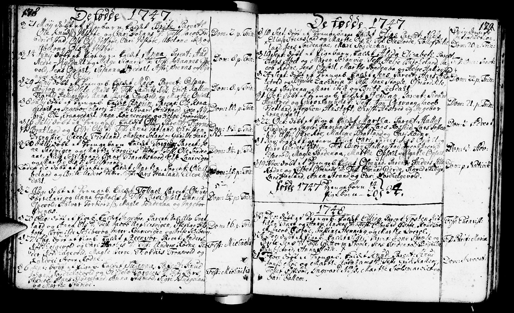 Vikedal sokneprestkontor, AV/SAST-A-101840/01/IV: Parish register (official) no. A 1, 1737-1778, p. 178-179