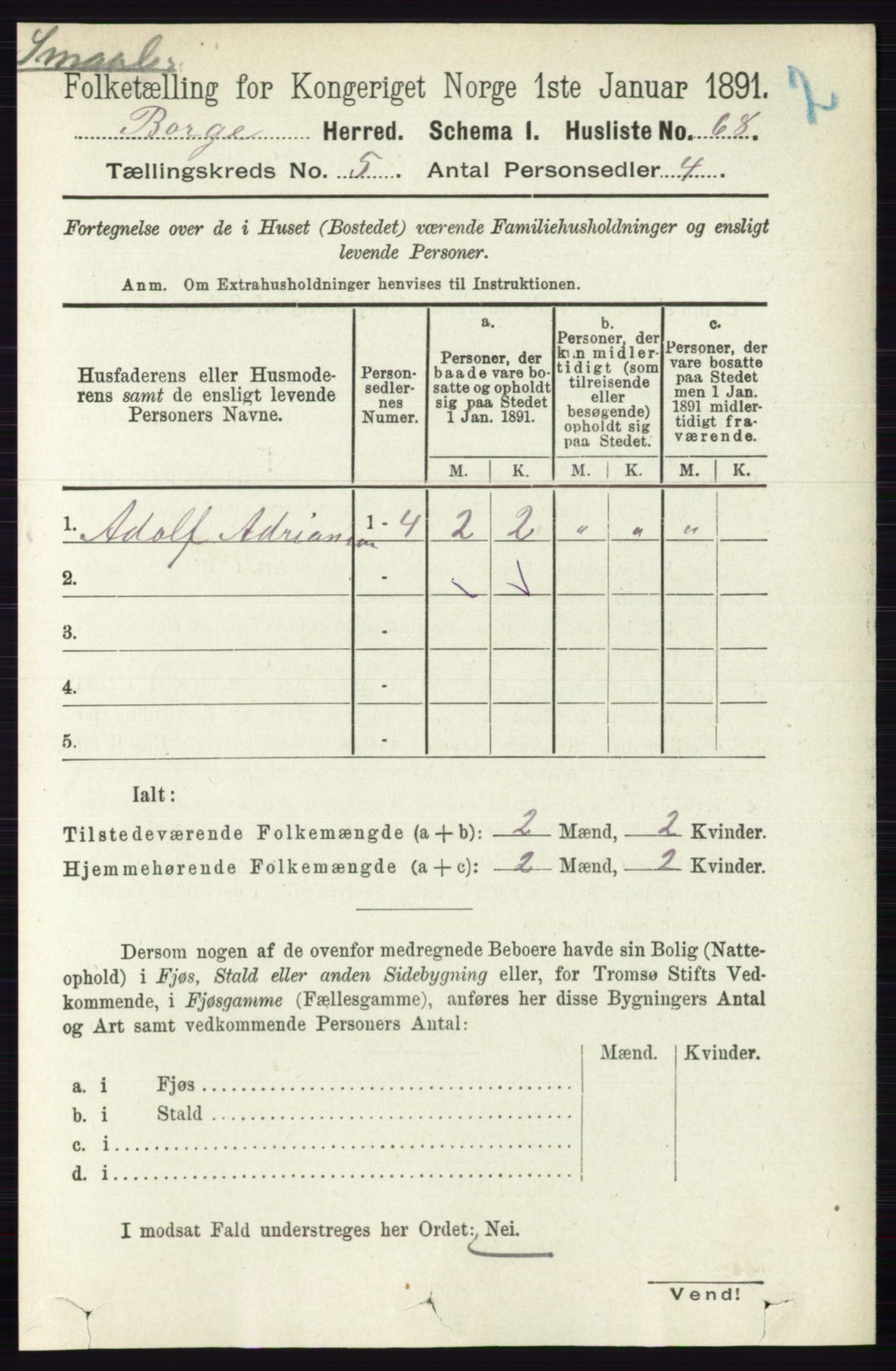 RA, 1891 census for 0113 Borge, 1891, p. 2380