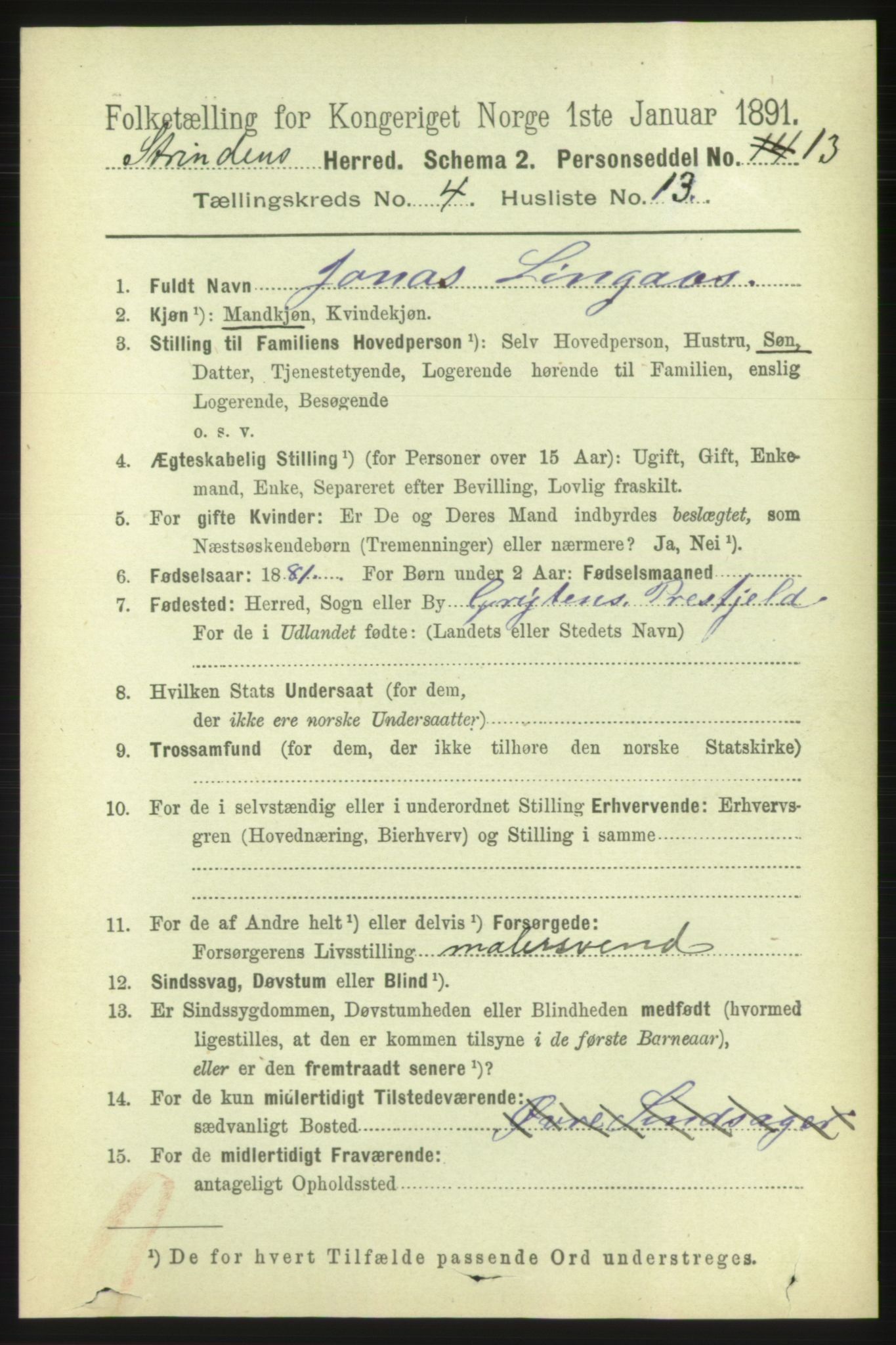 RA, 1891 census for 1660 Strinda, 1891, p. 3979