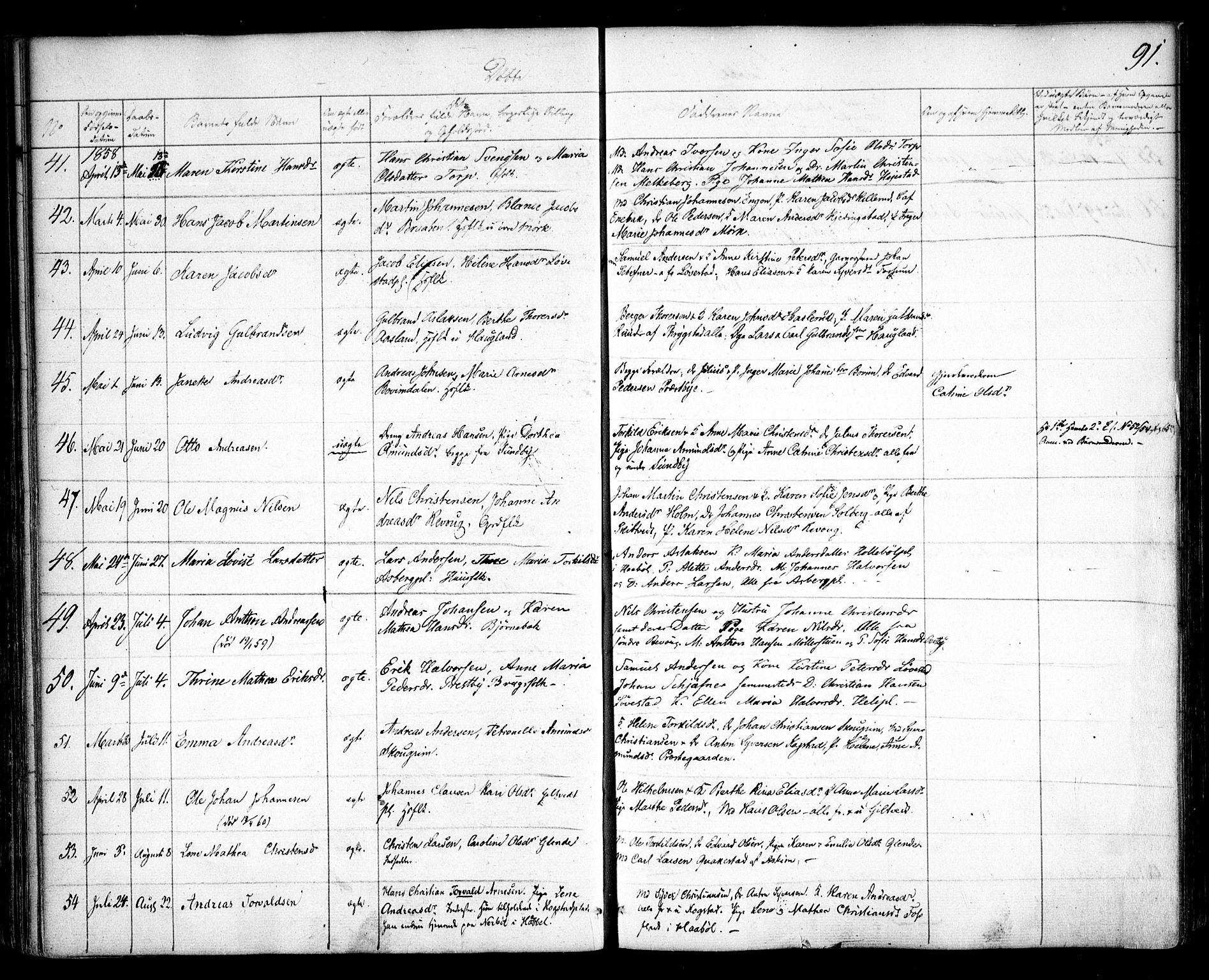 Spydeberg prestekontor Kirkebøker, SAO/A-10924/F/Fa/L0005: Parish register (official) no. I 5, 1842-1862, p. 91