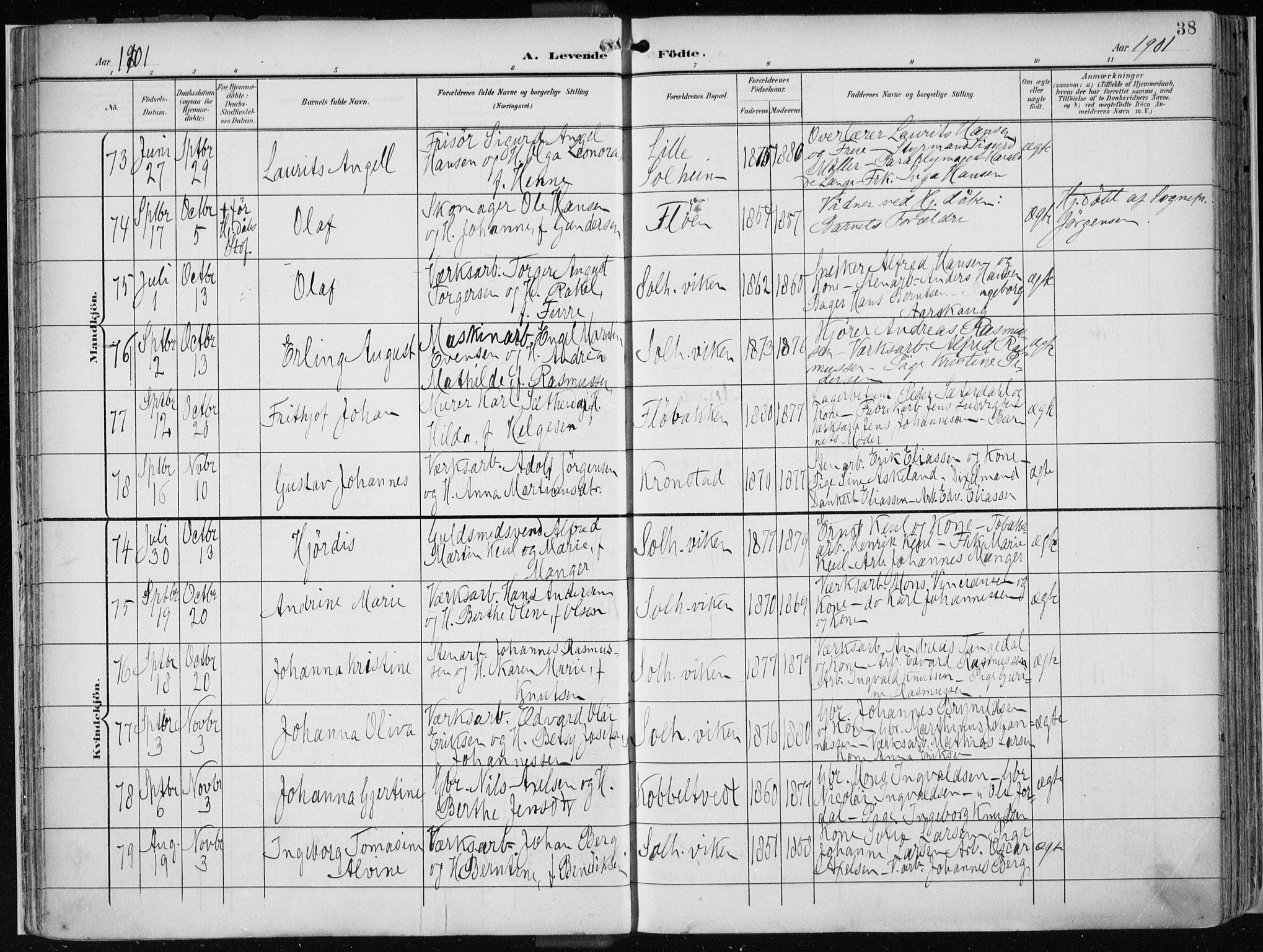 Årstad Sokneprestembete, AV/SAB-A-79301/H/Haa/L0002: Parish register (official) no. A 2, 1899-1914, p. 38