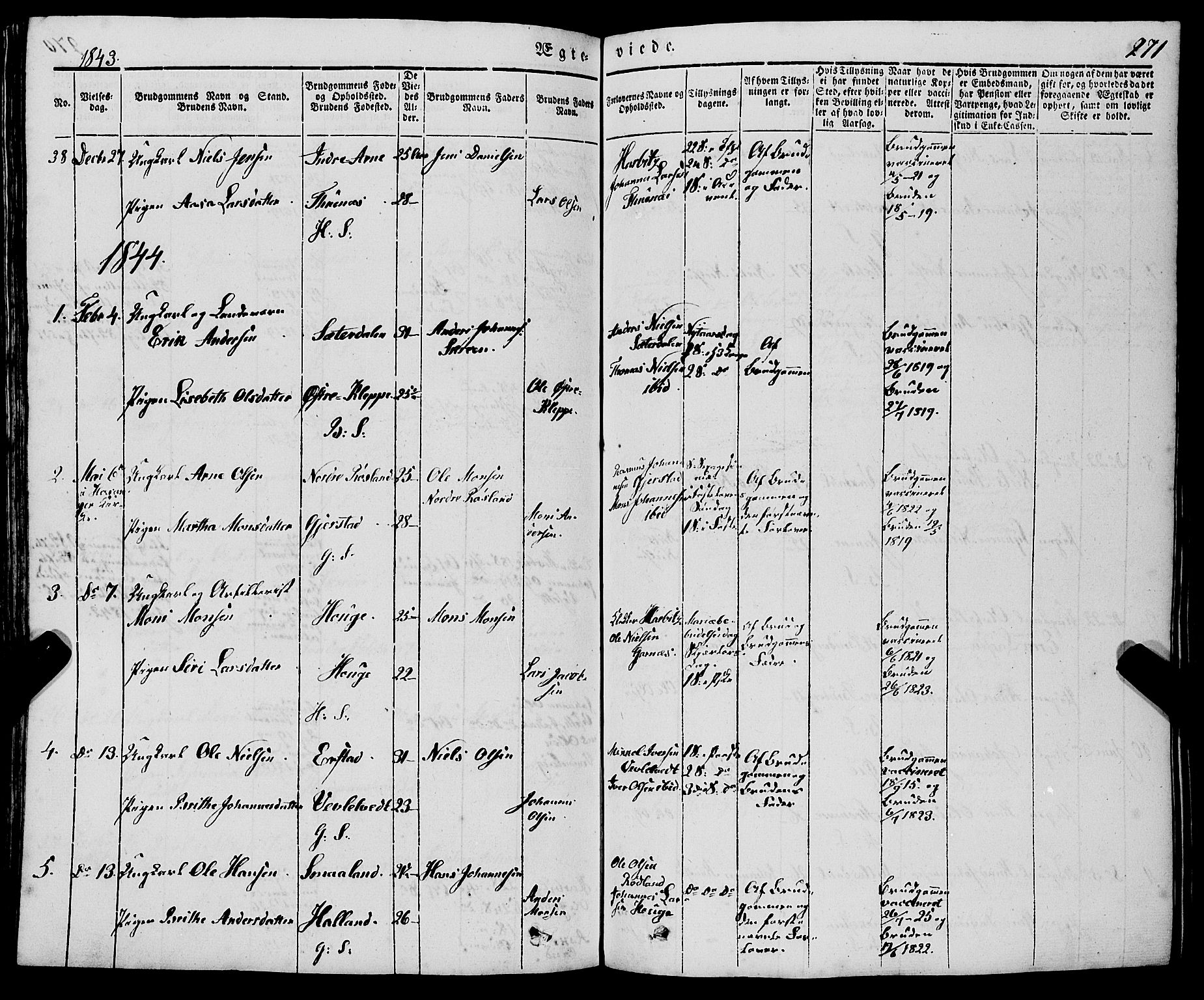 Haus sokneprestembete, SAB/A-75601/H/Haa: Parish register (official) no. A 15, 1838-1847, p. 271