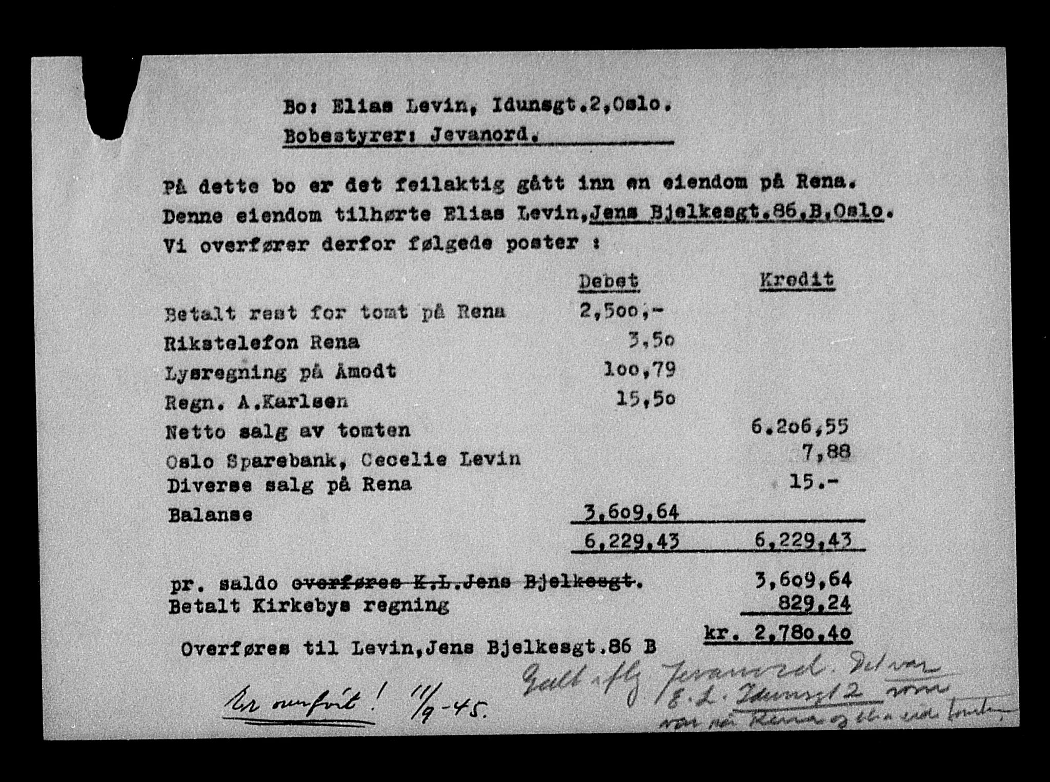 Justisdepartementet, Tilbakeføringskontoret for inndratte formuer, AV/RA-S-1564/H/Hc/Hcc/L0957: --, 1945-1947, p. 84